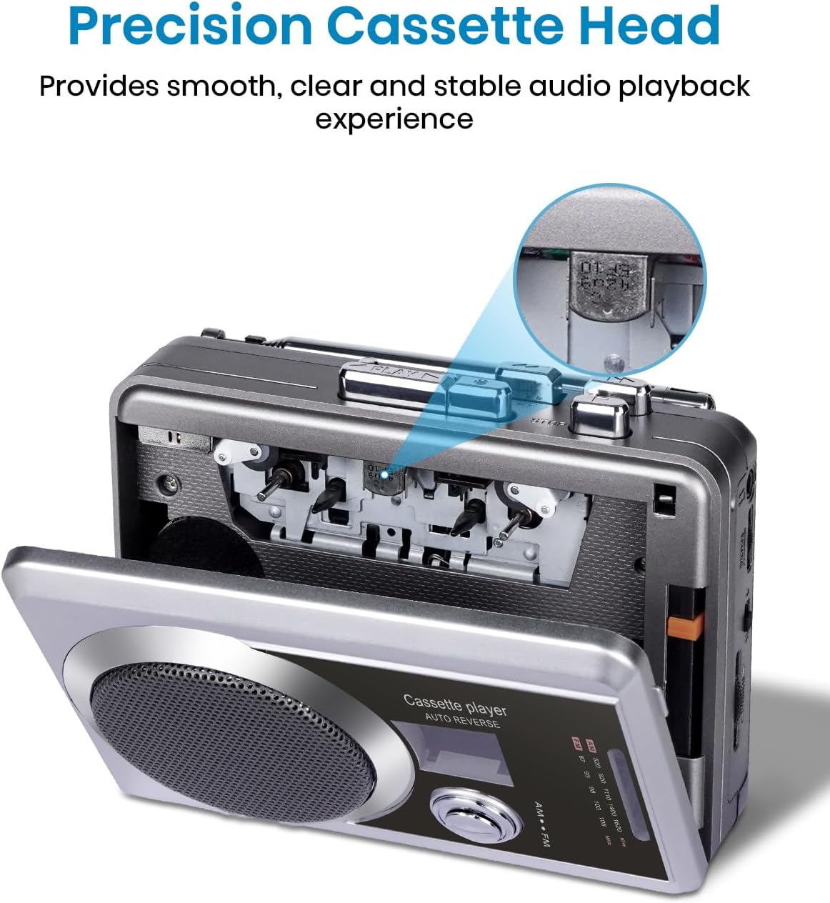 Mersoco Cassette Cassette 3.5MM Portable Recorder Player & AM/FM Radio, Compact Tape Player with Headphone Jack