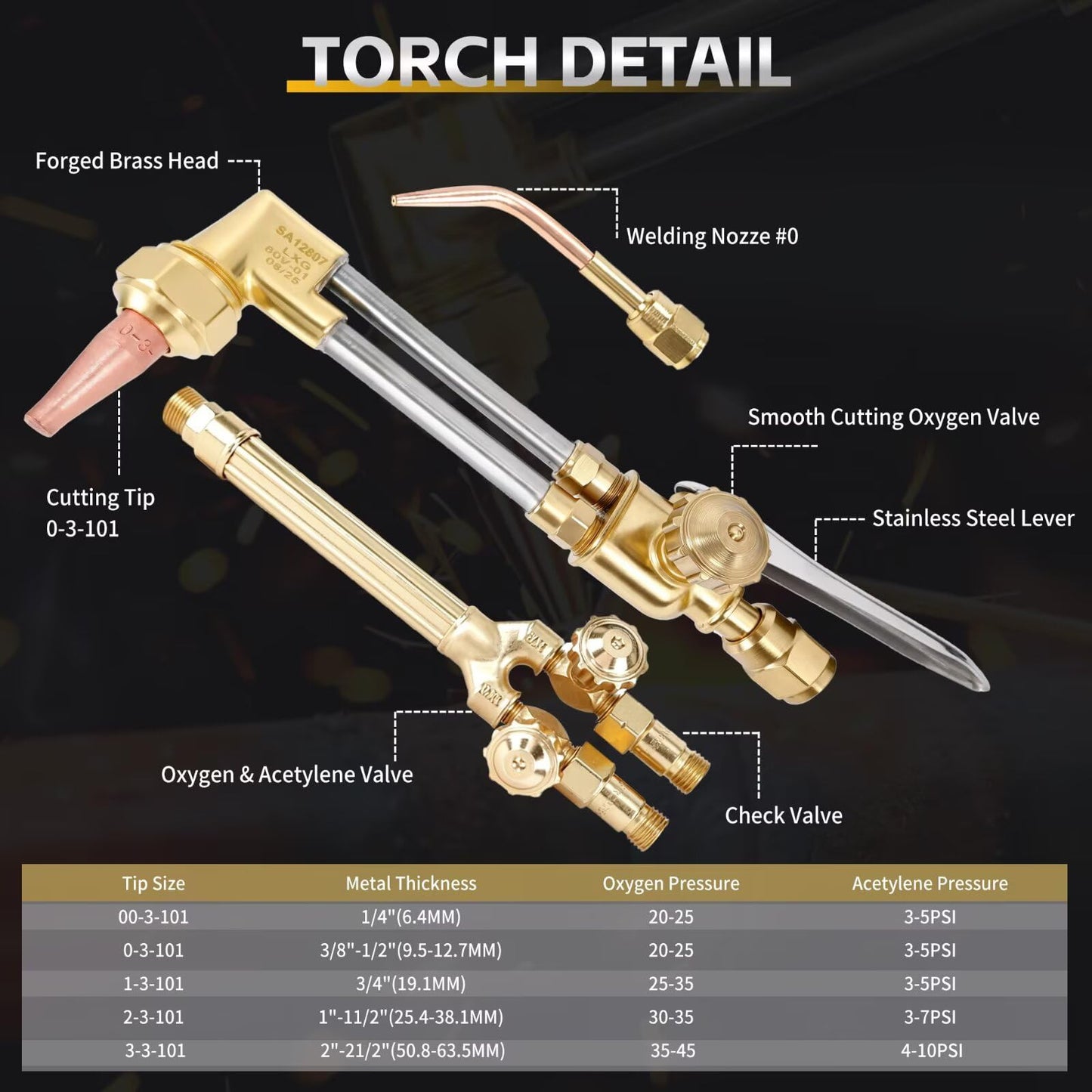 CDL Oxy Acetylene Torch Kit with Check Valves,Medium Duty,Gas Welding Cutting Torch Kit with Hose,Regulator Gauges,Cutting Tip,Welding Tip,Goggles,Carrying Bag