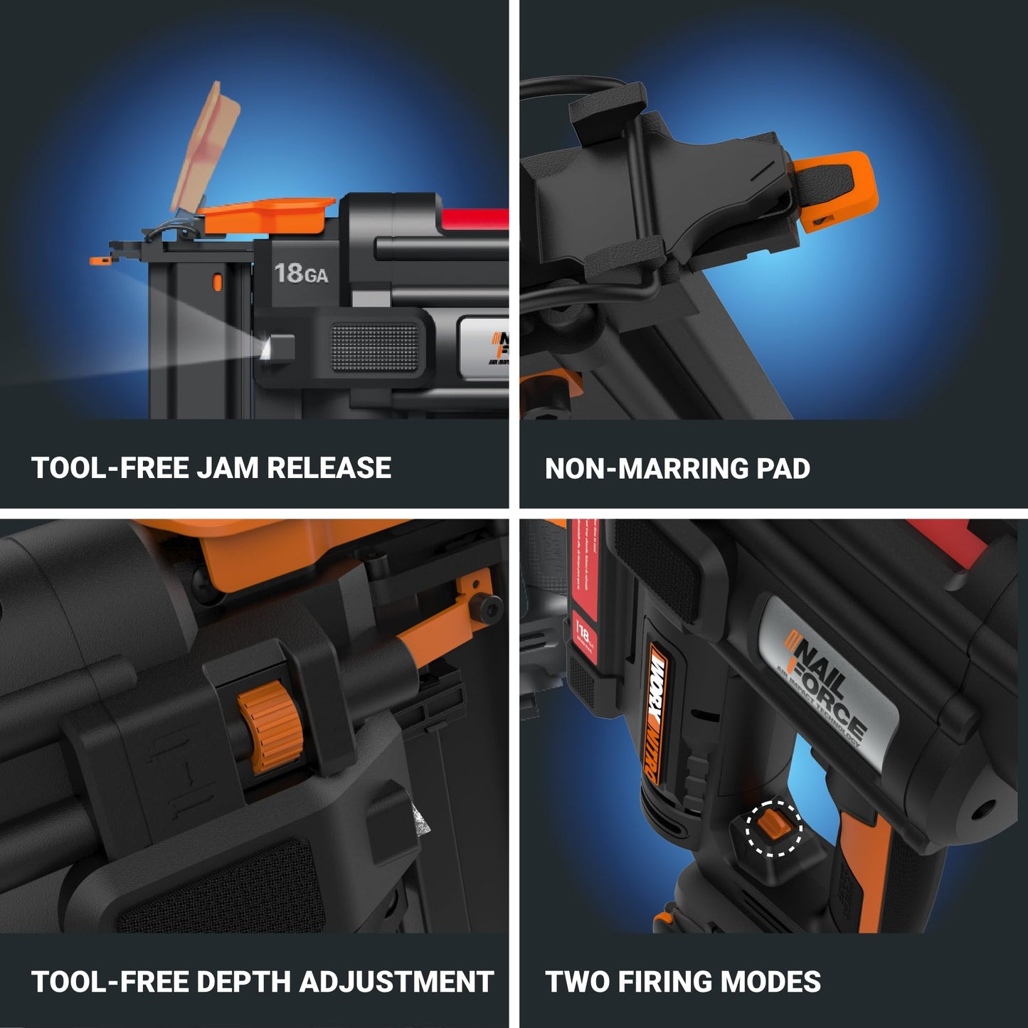 Worx Nitro 20V Cordless 18-Gauge Narrow Crown Stapler, Cordless Staple Gun Fires Up to 80 Staples/Min, Battery Powered Staple Gun with Tool-Free Jam Release WX844L – Battery & Charger Included