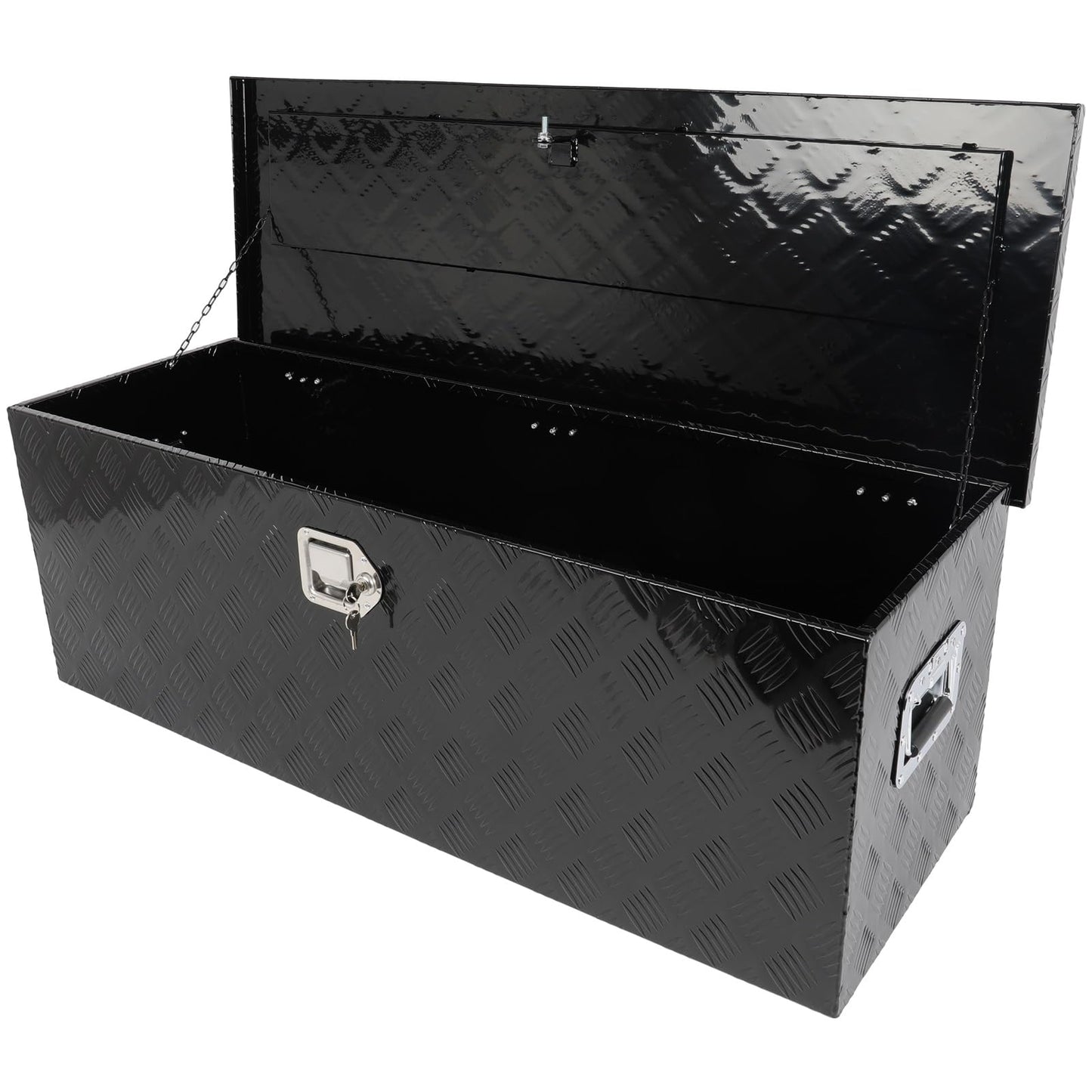 SCITOO 44 Inch Diamond Plate Truck Bed Tool Box,Aluminum Heavy Duty Crossover Storage for Most Full Size Pickups,Lockable Weatherproof Chest,Fits 44" Truck Beds,Easy Access to Load and Unload