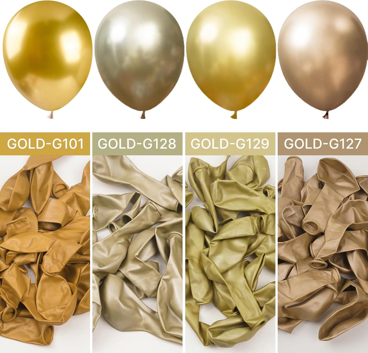 PartyWoo Gold Balloons - 101pcs 12-Inch Gold Latex Helium Balloons for Celebrations & Events