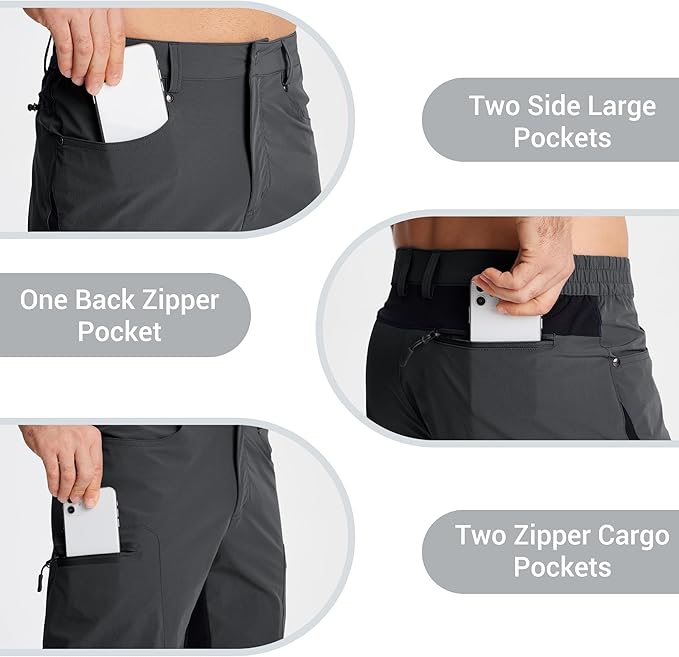 CRYSULLY Men's Hiking Cargo Shorts Outdoor Summer Lightweight Quick Dry Casual Shorts with 5 Pocket
