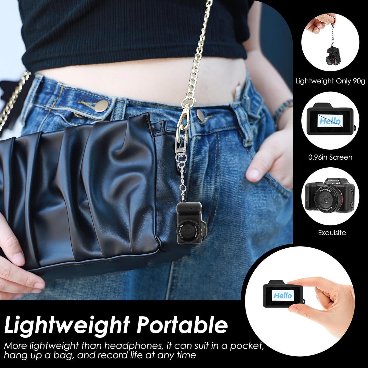 Fizocosisto 1080P Mini Camera Video, Mini Keychain Digital Camera Pocket Size,Recorder with Long Battery Life