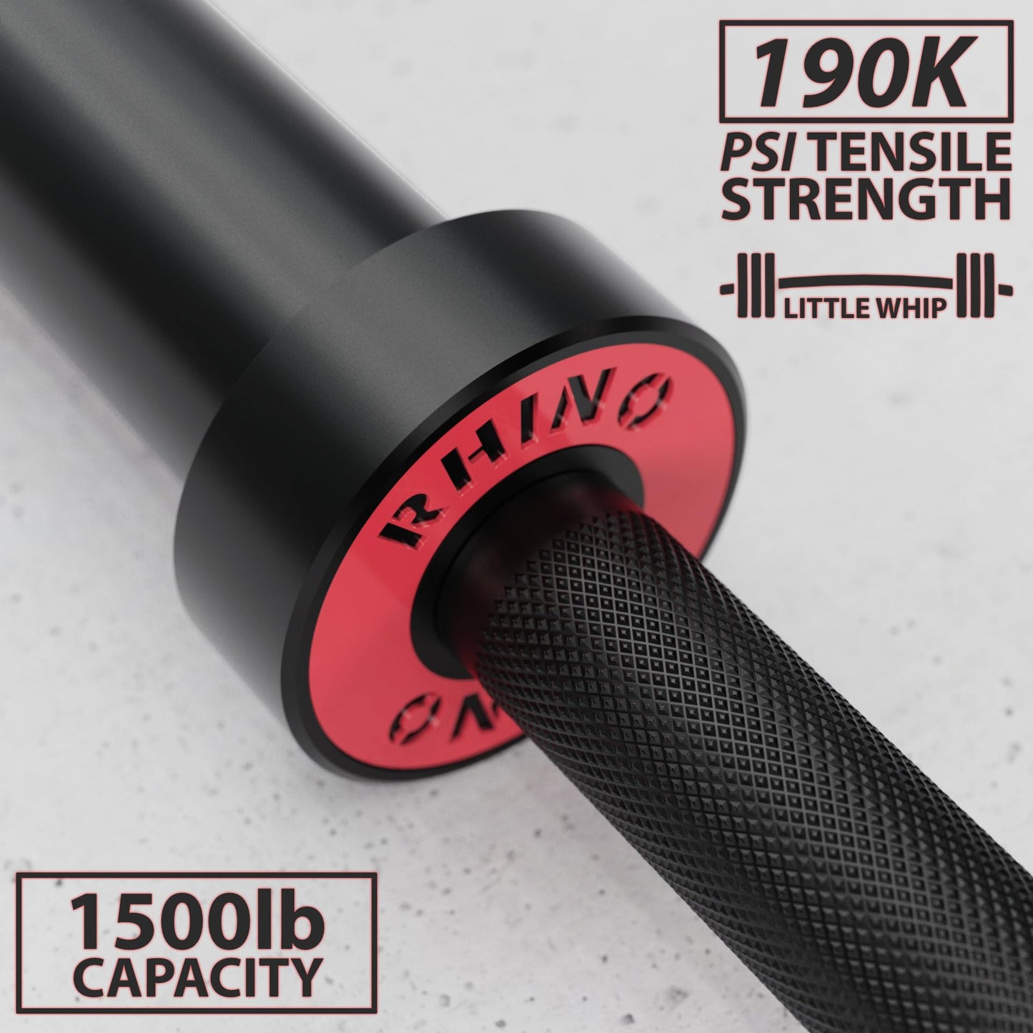 Synergee 45lb Rhino Power Bar Cerakote Finish Barbell. Rated 1500lbs for Powerlifting - Deadlift - Squat - Bench Bar
