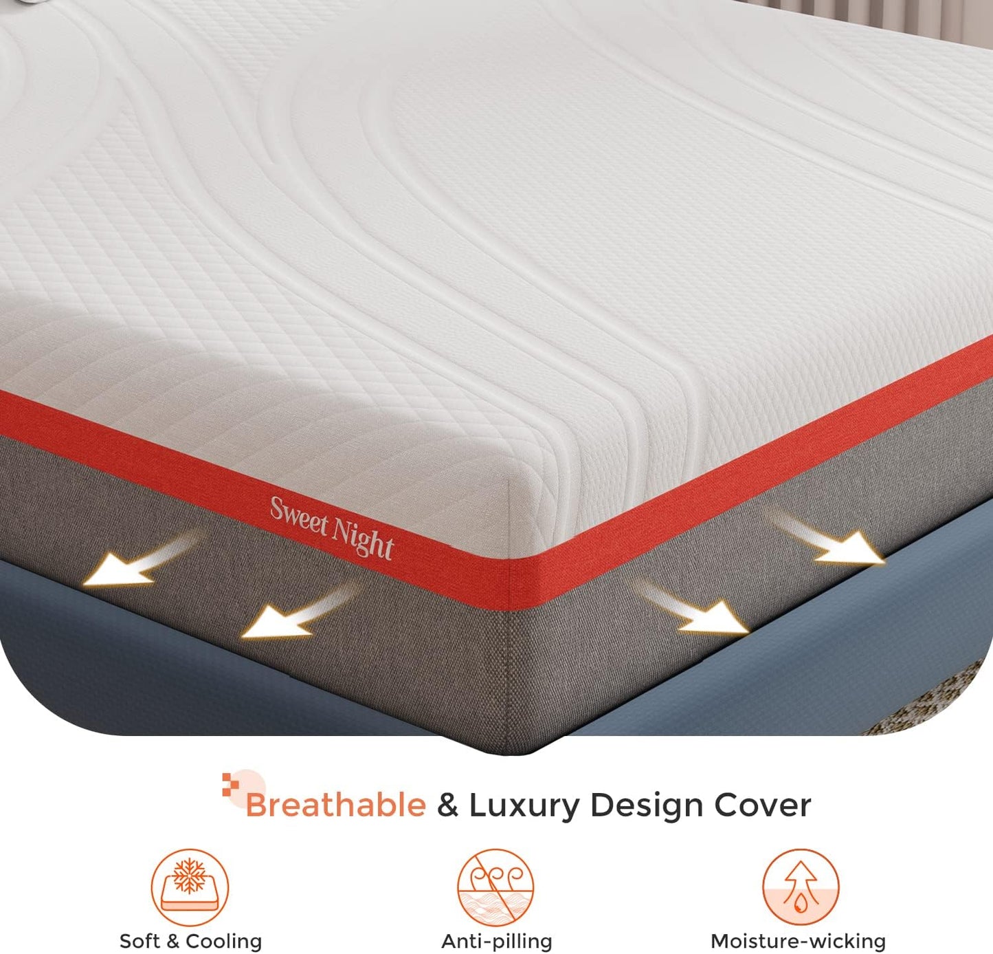 Sweetnight 12 Inch Queen Gel Memory Foam Mattress - Cool Sleep & Pressure Relief, Plush Comfort