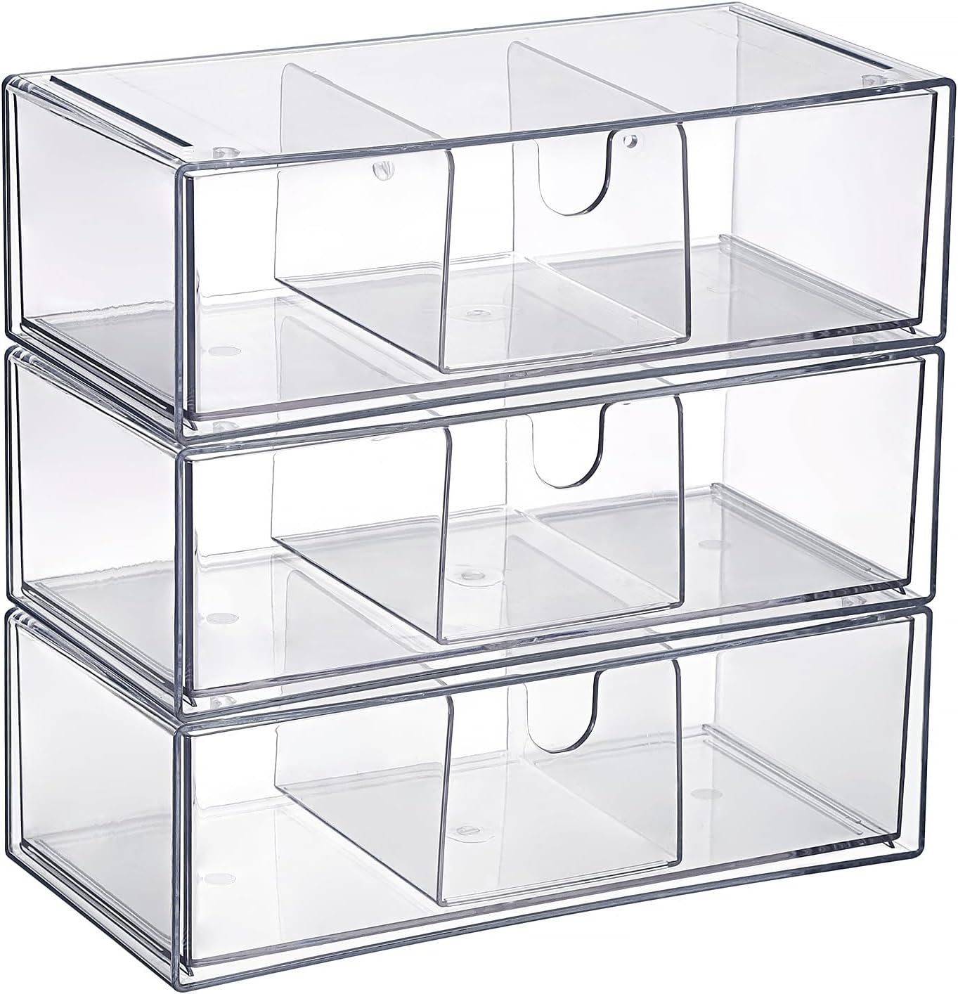 3 Pack 9V, 3-Drawer Common BTSKY Clear Acrylic Battery Storage Organizer for AA, AAA, C, D Batteries, Storage Box