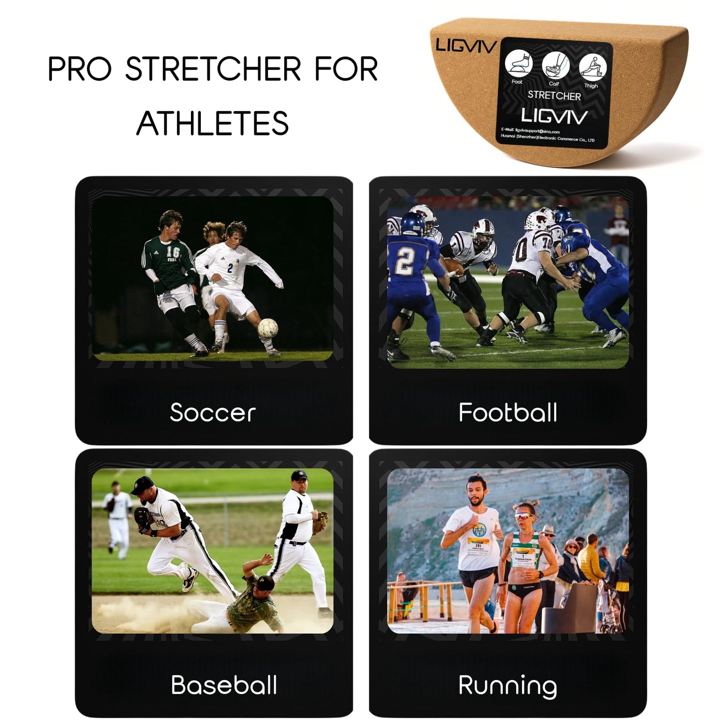 LIGVIV Calf and Foot Stretcher, Adjustable 0-90° Cork Rocker Board for Muscle Stretching, Physical Therapy and Plantar Fasciitis Relief