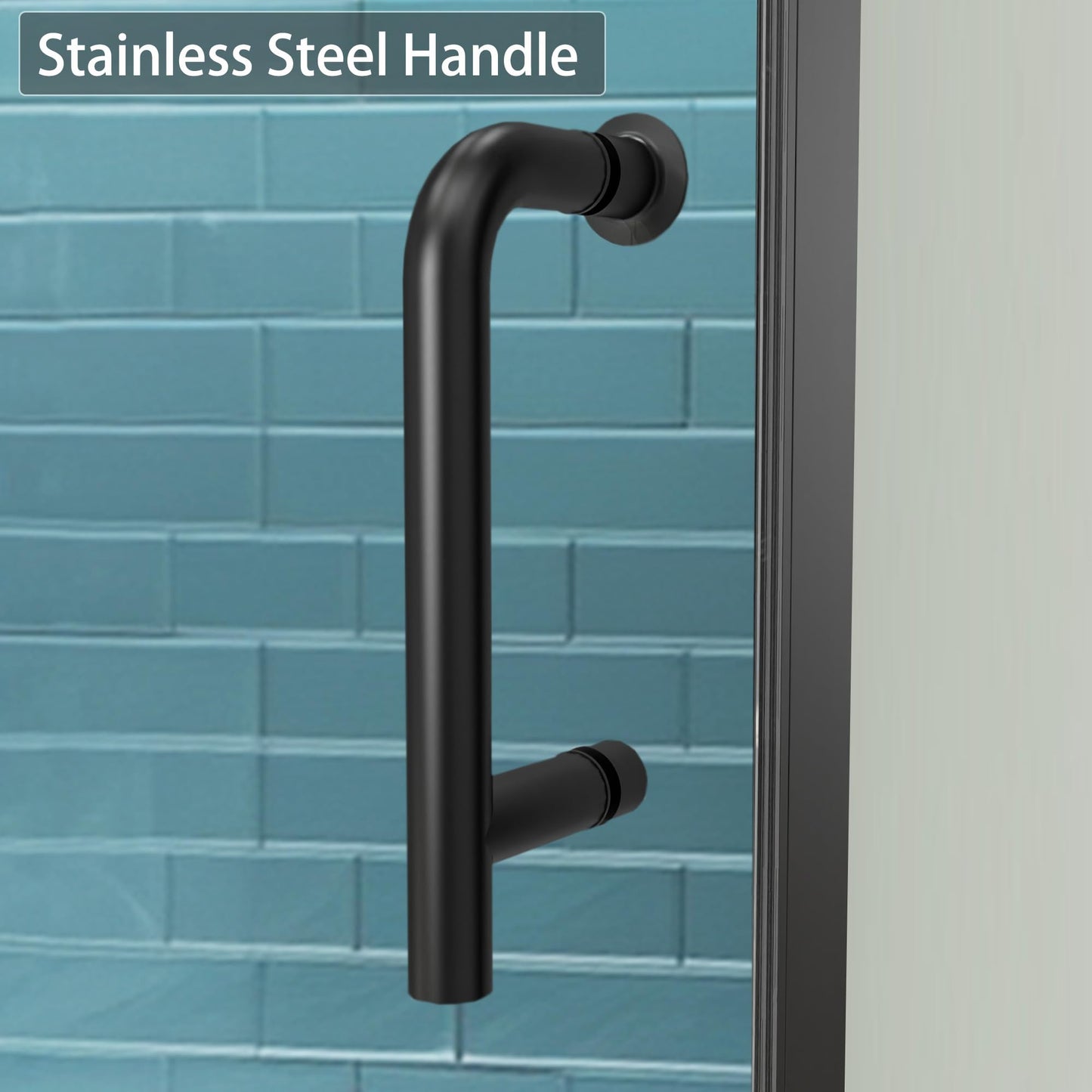 GroGro 56-60" W x 71" H Semi-Frameless Pivot Swing Glass Shower Door,Pivot Shower Door with 1/4" (6mm) Clear SGCC Tempered Glass,Matte Black Finish,Reversible Installation