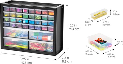 IRIS USA Small Parts Storage Cabinet - 36-Drawer Organizer for Hardware & Craft Supplies | Black