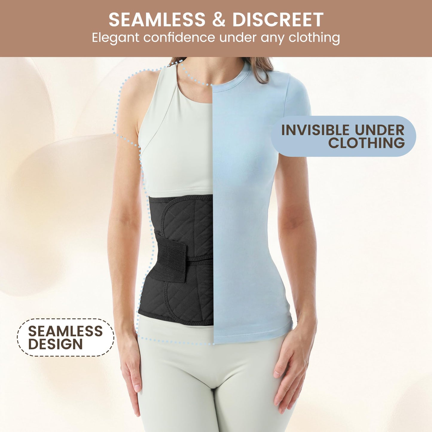 Allaugh Postpartum Belly Band for Women: Abdominal Binder Post Surgery C Section, Soft Fabric Abdominal Wrap for All Day, Comfort Non-Itchy, After Birth Recovery Back Support & Diastasis Recti Repair