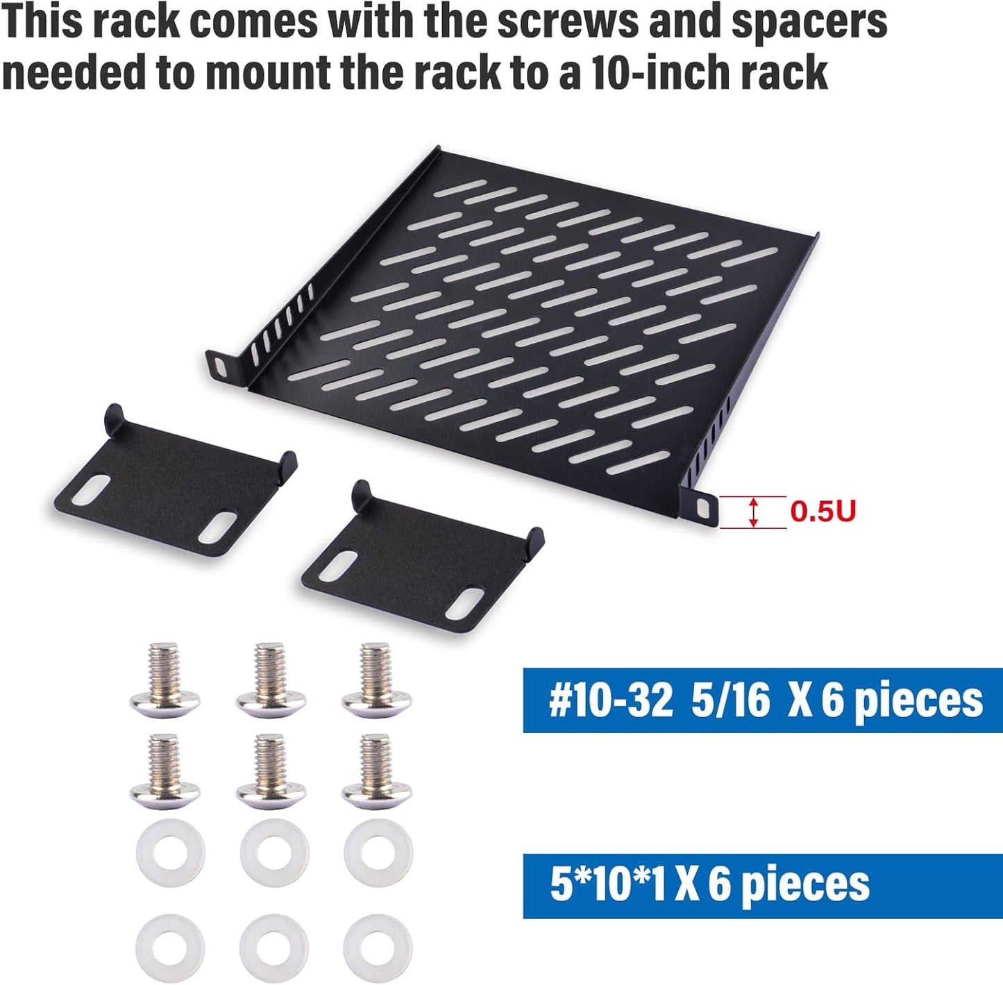 GeeekPi 0.5U 7.87" 10 Inch T1/T0 Server Rack Shelf, Depth Vented Rack Mount Cantilever Tray for Network Equipment Rack