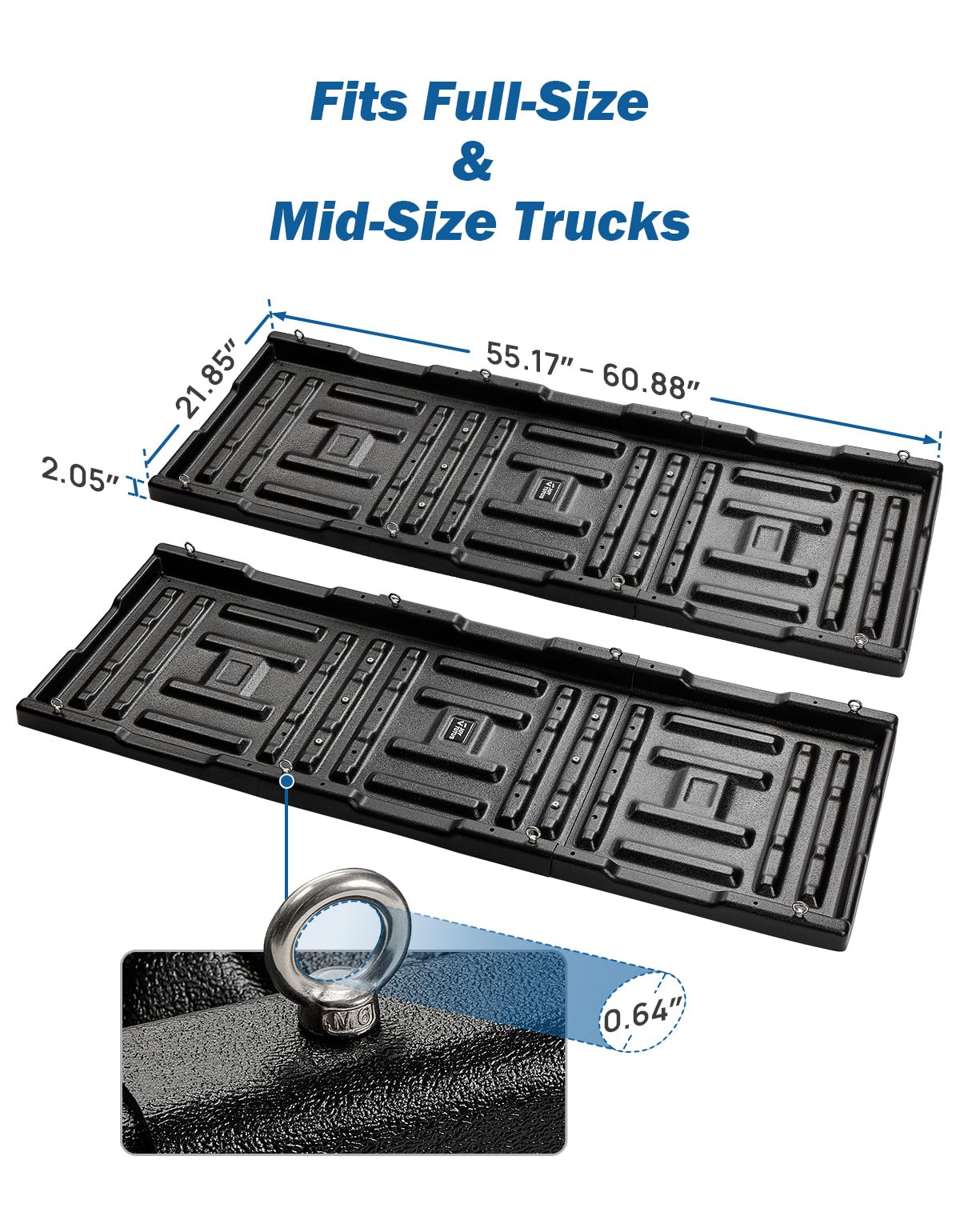 JOYTUTUS Truck Bed Slide Out Compatible with Ford Silverado Ram GMC Sierra Gladiator Toyota Tacoma, Adjustable Length HDPE Heavy-Duty Cargo Storage Tray, Max 350 LBS