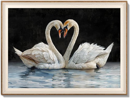 LAIART Framed Canvas Wall Art - Elegant Swan Design for Farmhouse Decor | 12x16 Inch