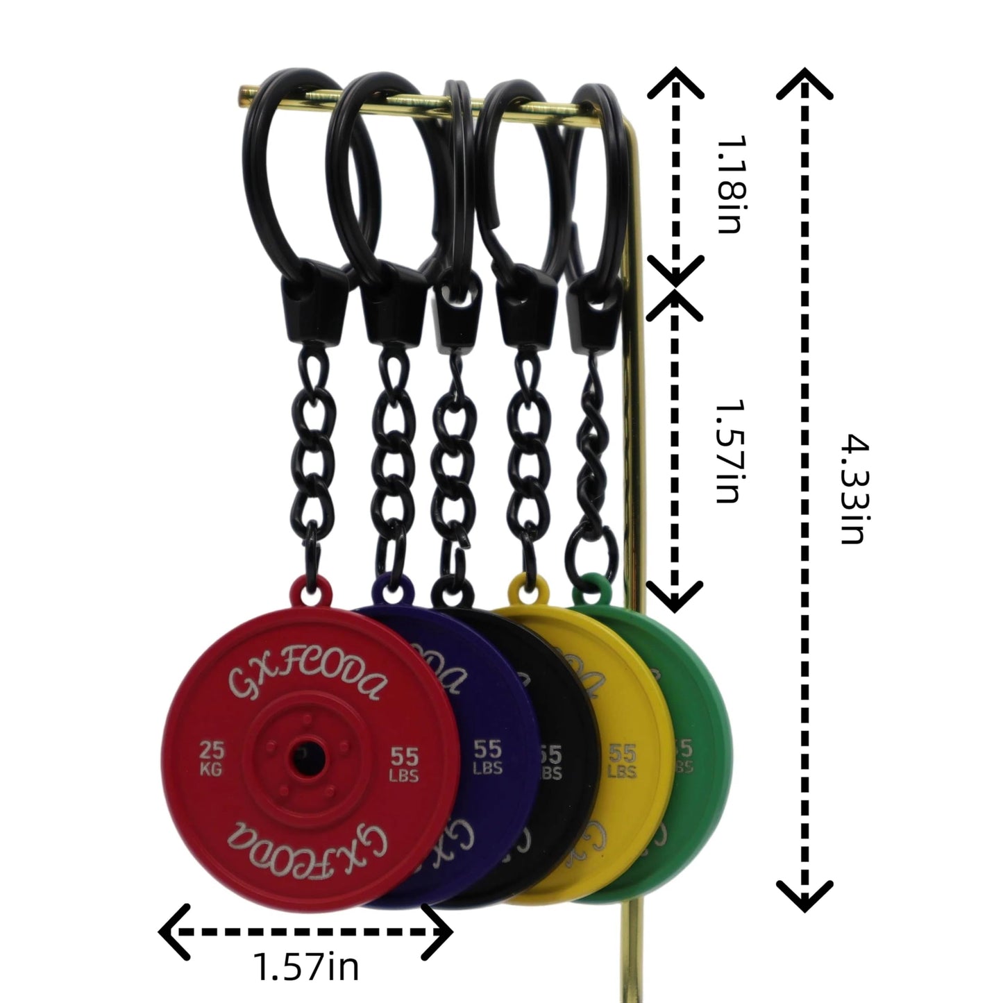 GXFCODA Metal Barbell Weight Plate Gym Keychain, Fitness Weightlifting Gifts for Gym Lovers Men Women Workout Bag Charm (Black)