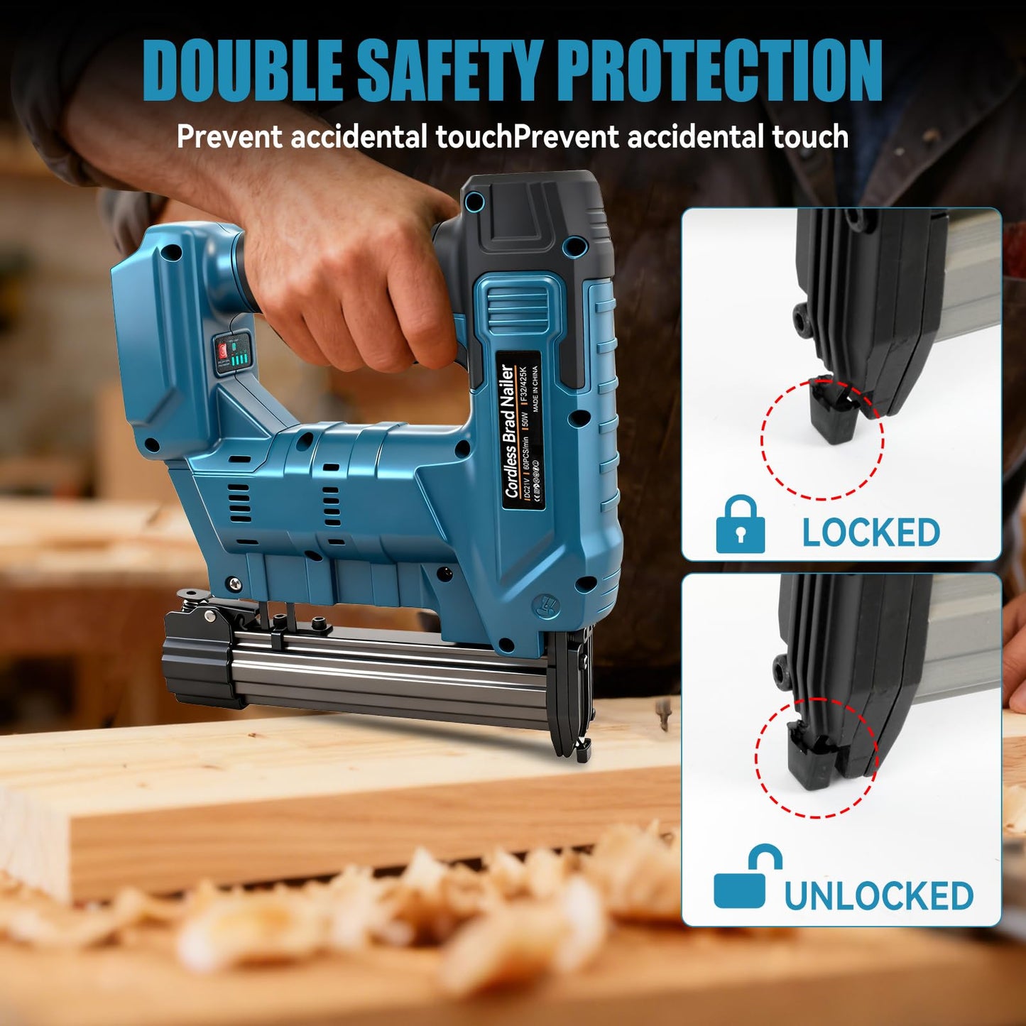 Upgraded Brushless 18GA Cordless Brad Nailer & Stapler,2-in-1 Electric Nail Gun for Ma-Kita 18V Batteries (Tool Only), 2 Firing Modes, Tool-Free Jam Release, Includes 2000 Fasteners