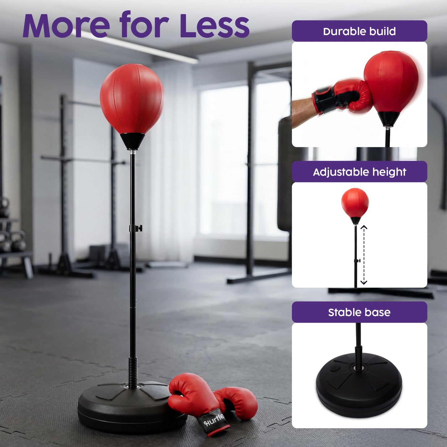 Punching Bag with Stand for Adults and Teens, Adjustable Boxing Bag with Permium Gloves, Freestanding Reflex Bag Training Equipment for Home Workout Fitness and Stress Relief