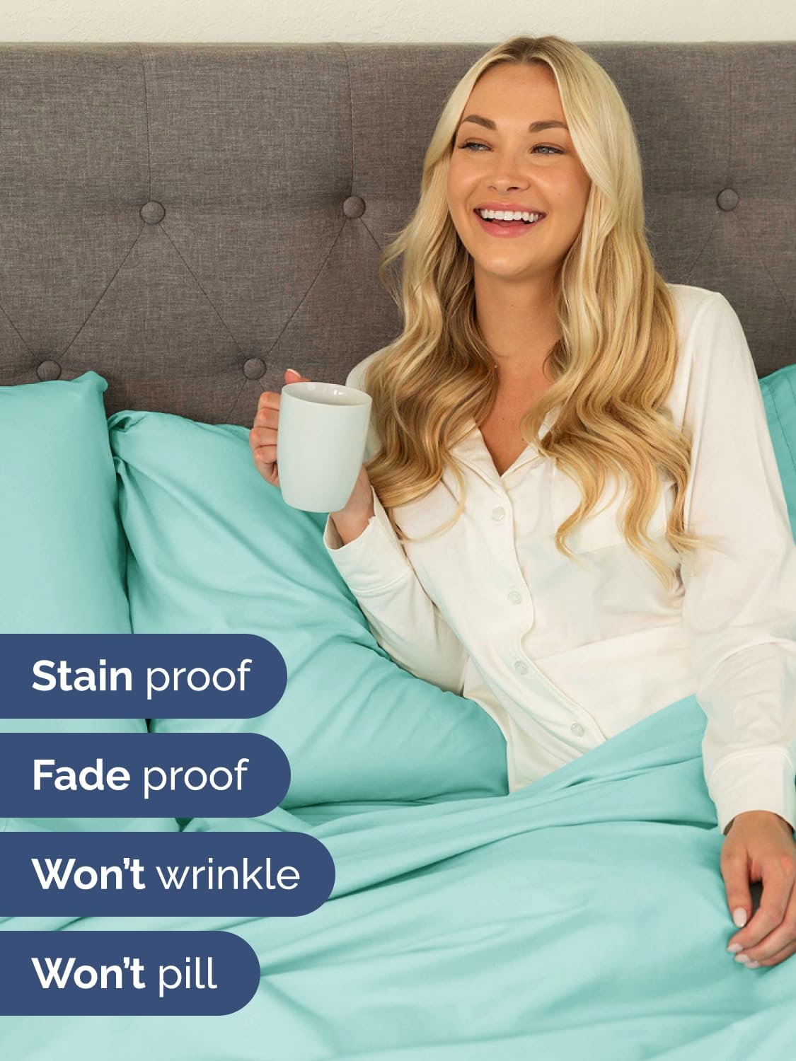 Skiennix Extra Deep King Sheet Set | 6-Piece Breathable Cooling Bedding - Soft, Wrinkle-Free Spa Blue