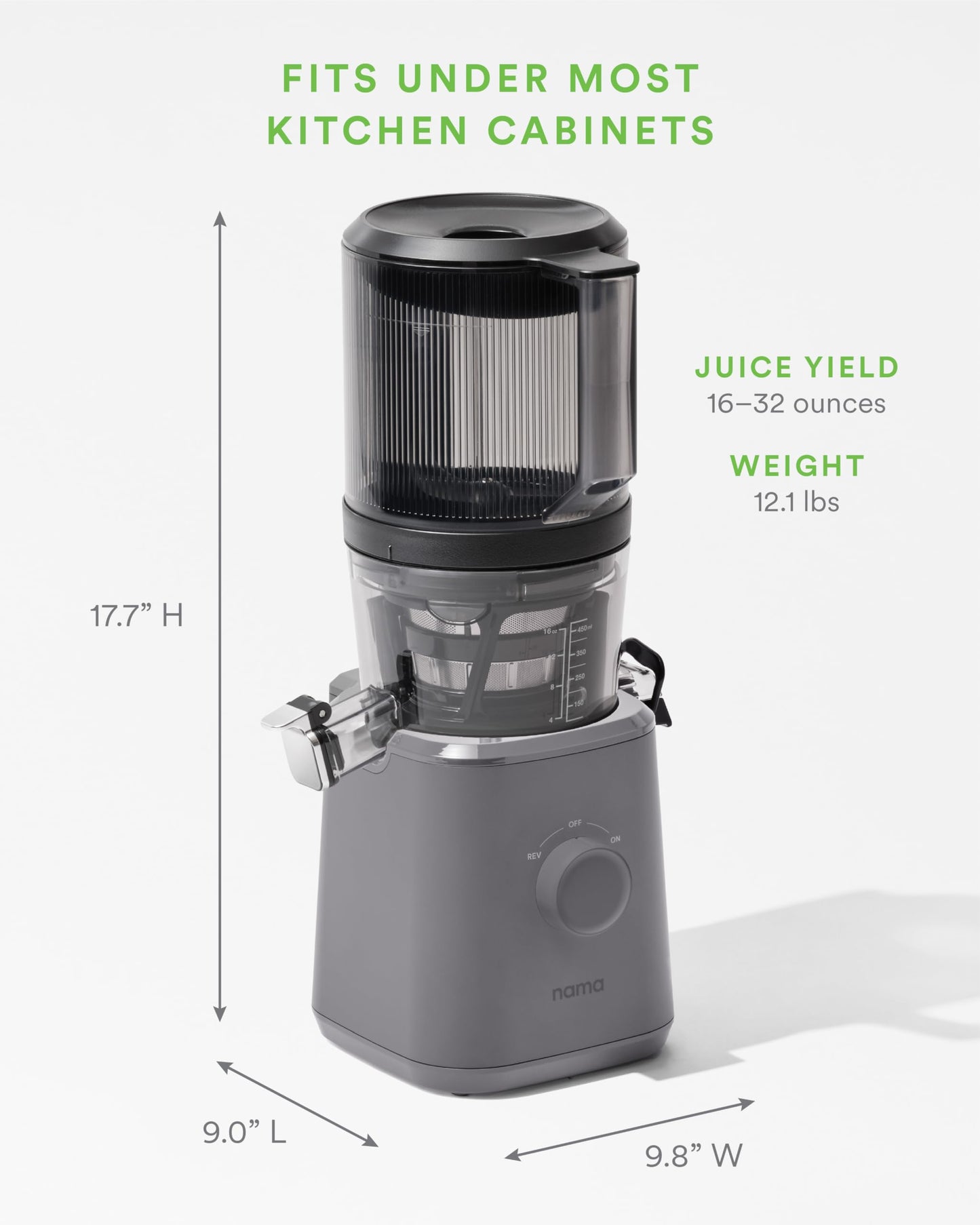 Nama J2 Cold Press Juicer – Self Feeding for Hands-Free Operation with Wide Mouth Hopper for Whole Recipe Loading, Zero Waste Masticating Juicer For More Juice, Less Pulp – Easy Cleanup & Assembly