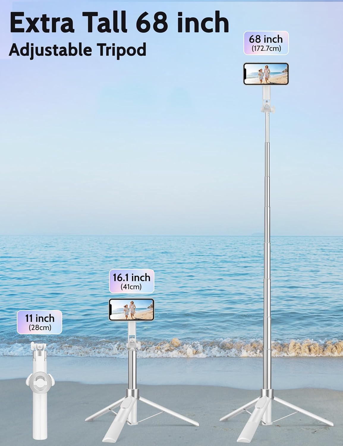 68" Magnetic Tripod for iPhone Magsafe, Phone Tripod & Selfie Stick with Rechargeable Remote for iPhone/Android/Camera