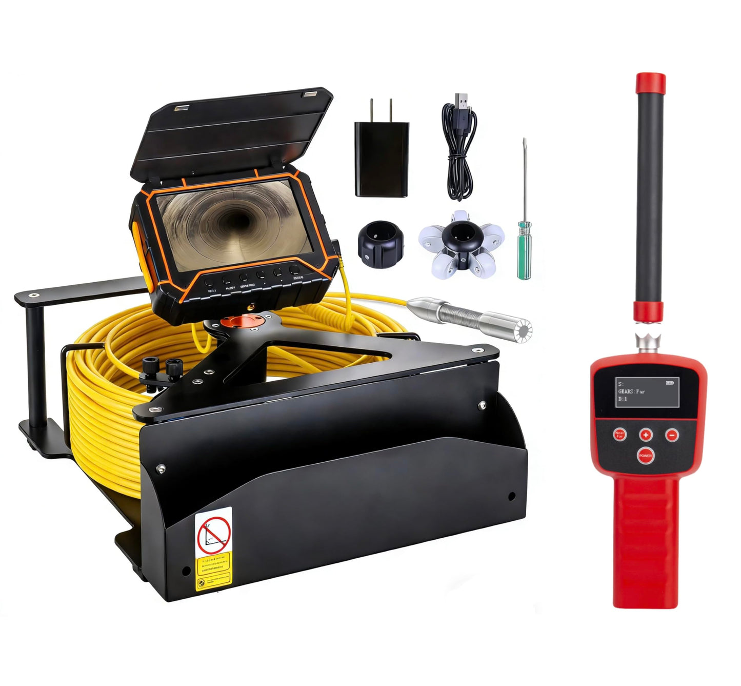 Sewer Camera with Locator 512hz,Drain Camera 100ft, 5" HD with DVR Function & 32GB, Industrial Endoscope for Home Wall Duct Drain Pipe Plumbing（100ft/30M）