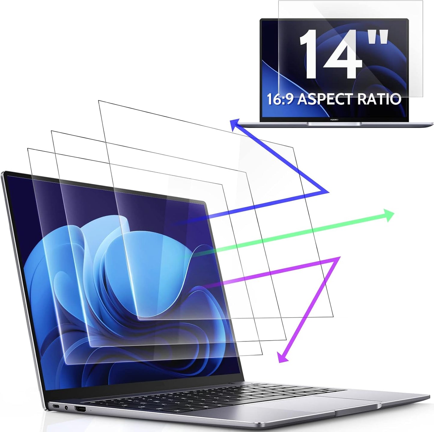 3 14 Inch Laptop-16:9 14" Pcs Anti Blue Light Screen Protector Compatible With Lenovo Hp Dell Acer Asus Samsung etc