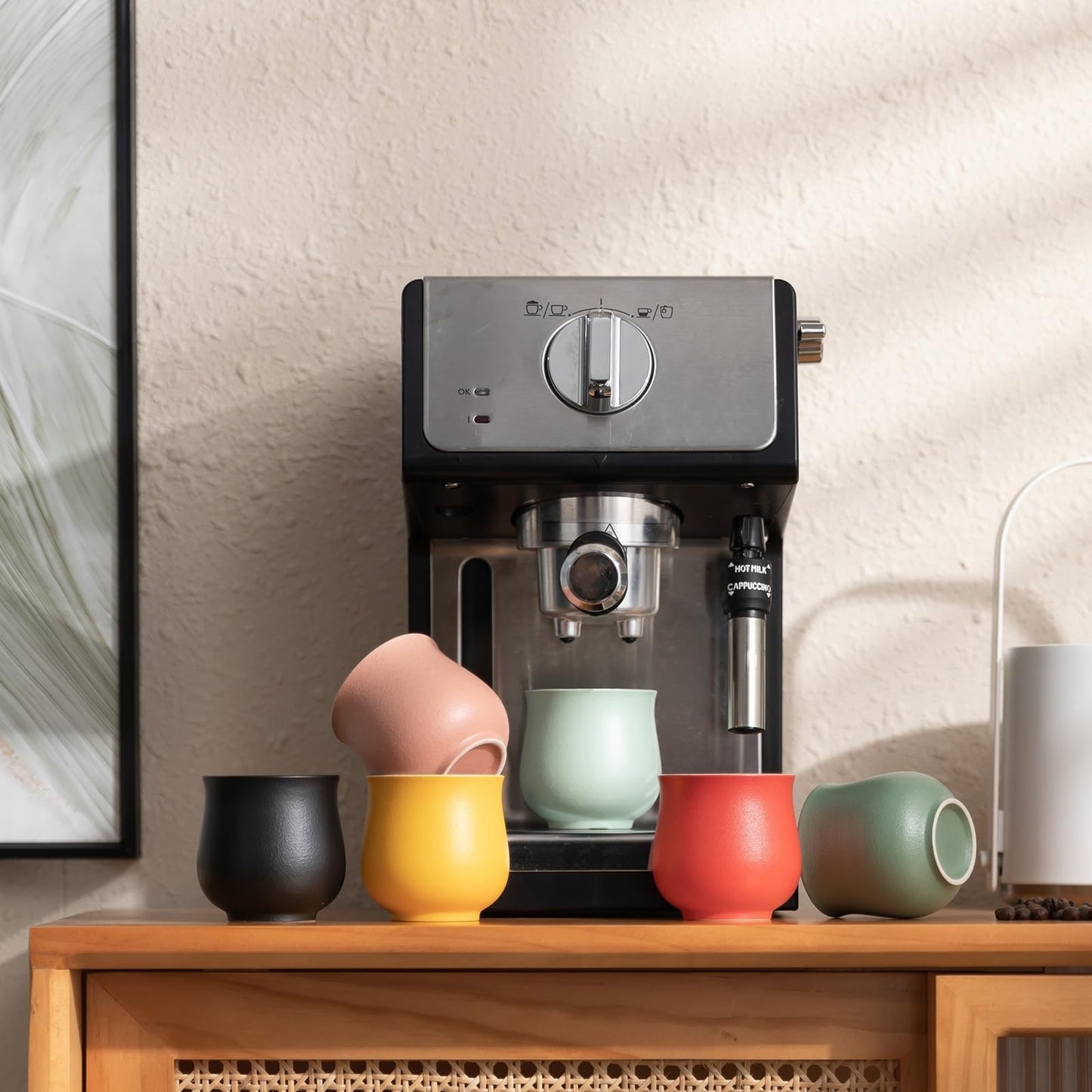 Dicmracy 4-Oz Ceramic Espresso Cups Set - Multi-Color, Handle-Free Design for Home & Cafe | Dishwasher-Safe Stoneware Cups (yellow, 4)