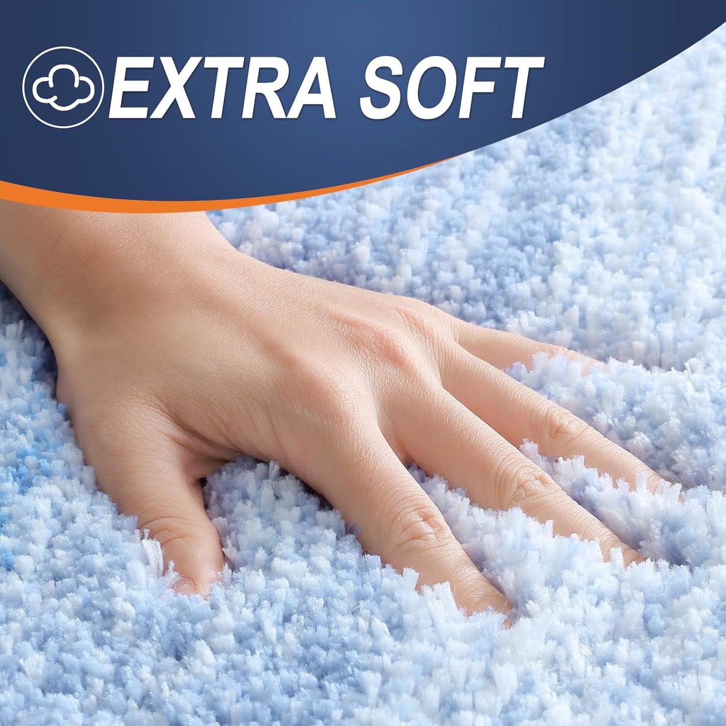 OLANLY Large Bath Rug Mat - Extra Soft Microfiber, Quick-Dry & Washable | 54x24, Light Blue