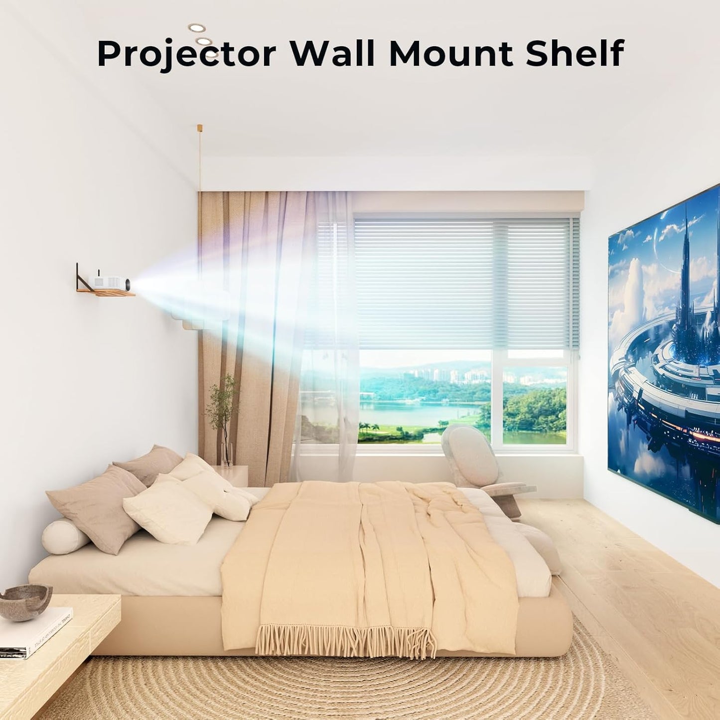 Ztounk 11.81" 7.87" PS5 Projector Wall Mount Shelf, x Floating Shelf for Projector, Router, Modem, Cable Box, Xbox