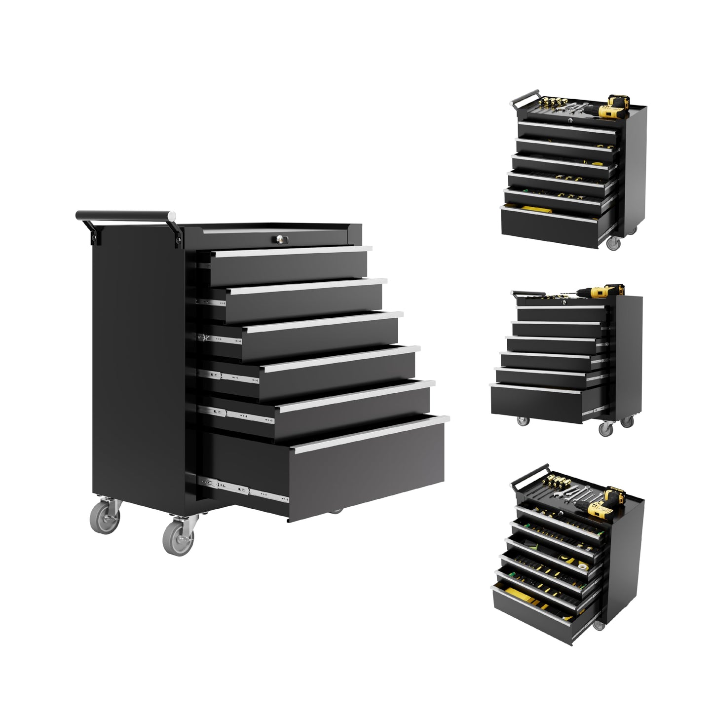 Rolling Tool Chest, 6 Drawers Tool Storage Cabinet with Wheels, Portable Tool Cabinet Organizer with Locking System & Drawer Liners,Universal Lockable Wheels, Tool Storage Cart for Garage, Workshop