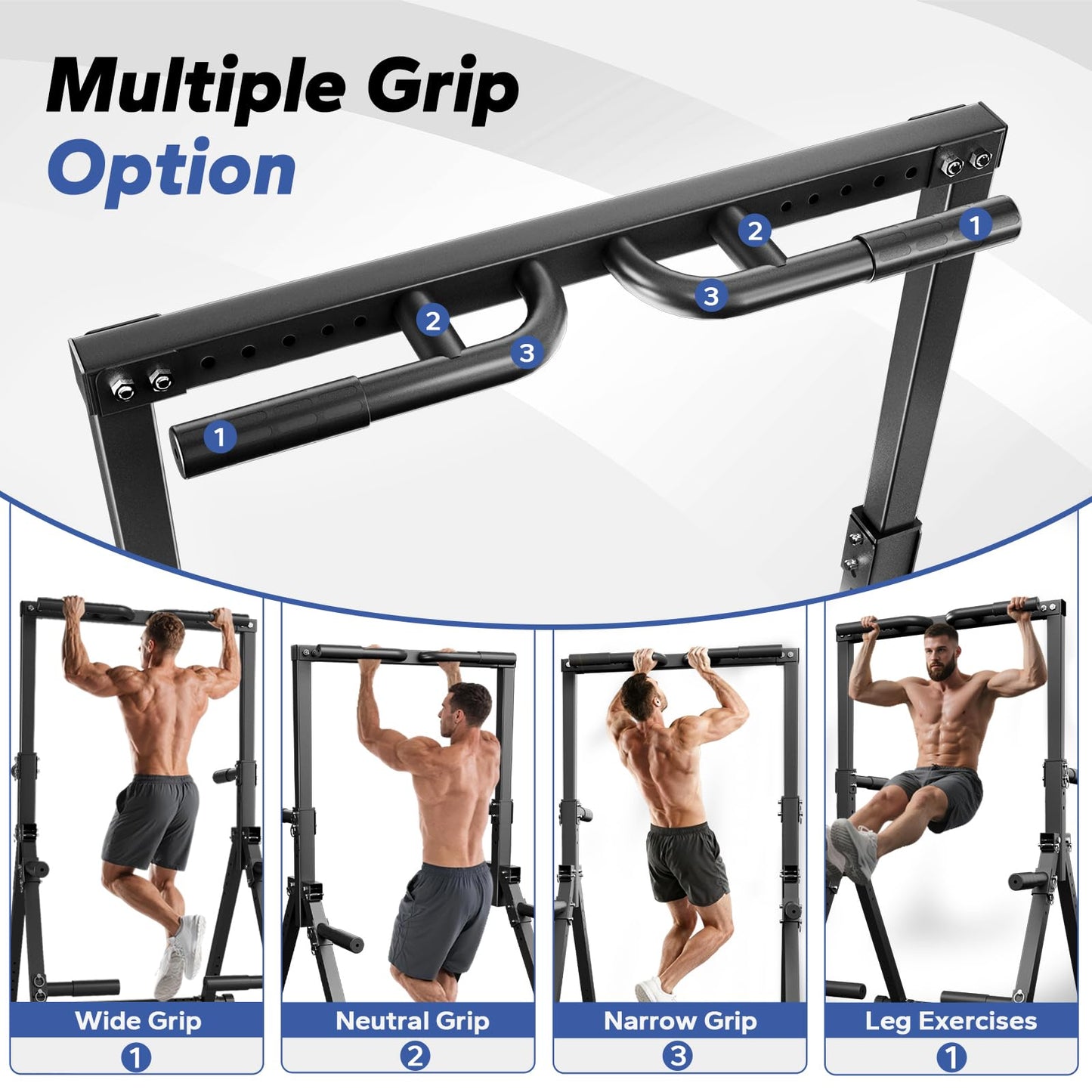 Foldable Pull Up Bar Free Standing, Strength Training Pull-up Bars Adjustable Pull Up Station, Power Tower Pull Up Bar MultiFunction Pull Up Dip Station Workout Equipment For Home Gym Support 480 LBS
