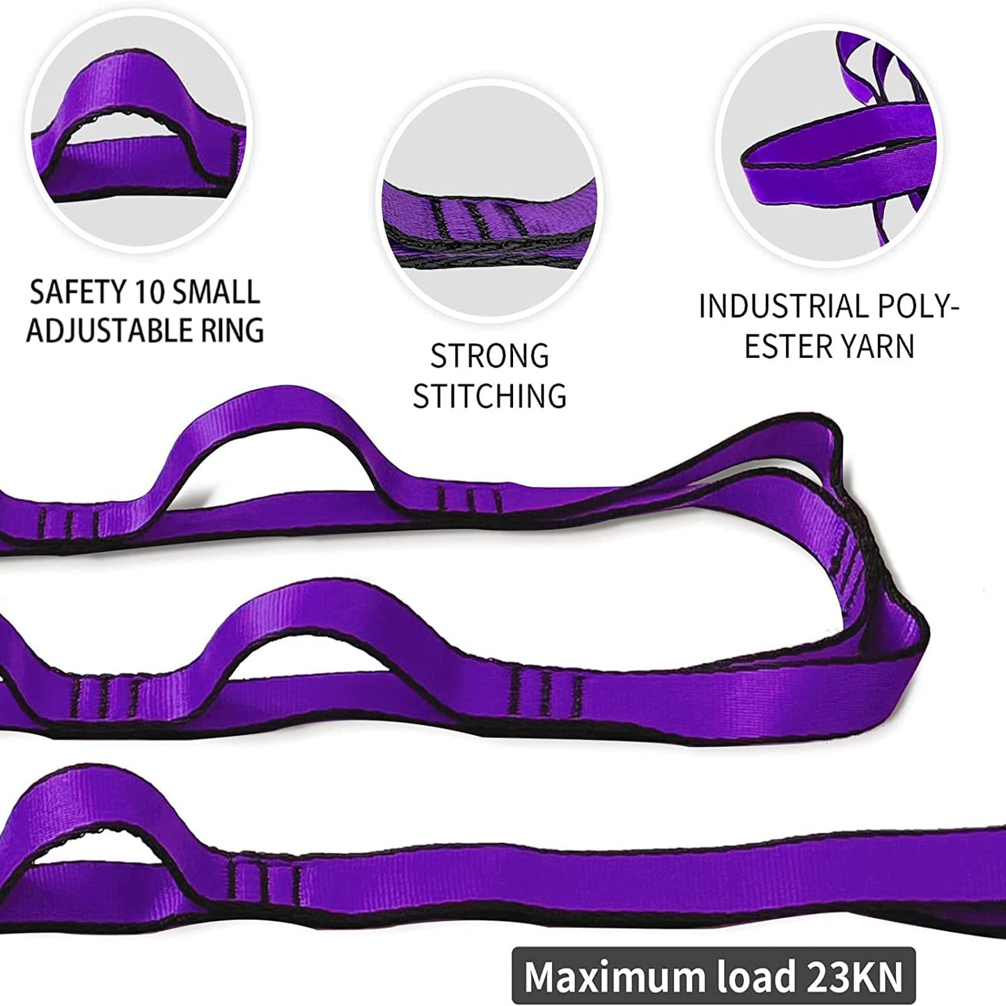 WEBSUKA 40 Inches Aerial Yoga Hammock Daisy Chains Strap, Strong 22kN Adjustable with 10 Loops, No Stretch, Climbing Strap Nylon Chain Sling FOR Aerial Yoga,Swing, Hammock, Suspension, Exercise