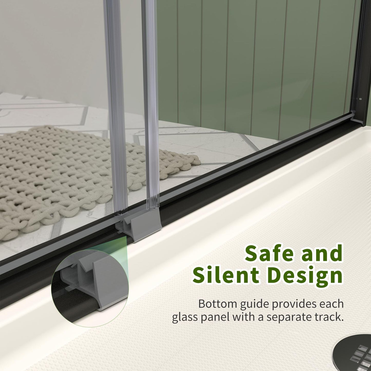 ACE DECOR 56-60" W x 58" H Sliding Bathtub Shower Door, Semi-Frameless Shower Door for Tub with 1/4" (6mm) Clear SGCC Tempered Safety Glass Easy-to-Clean Nano Coating, Matte Black Finish Shower Doors