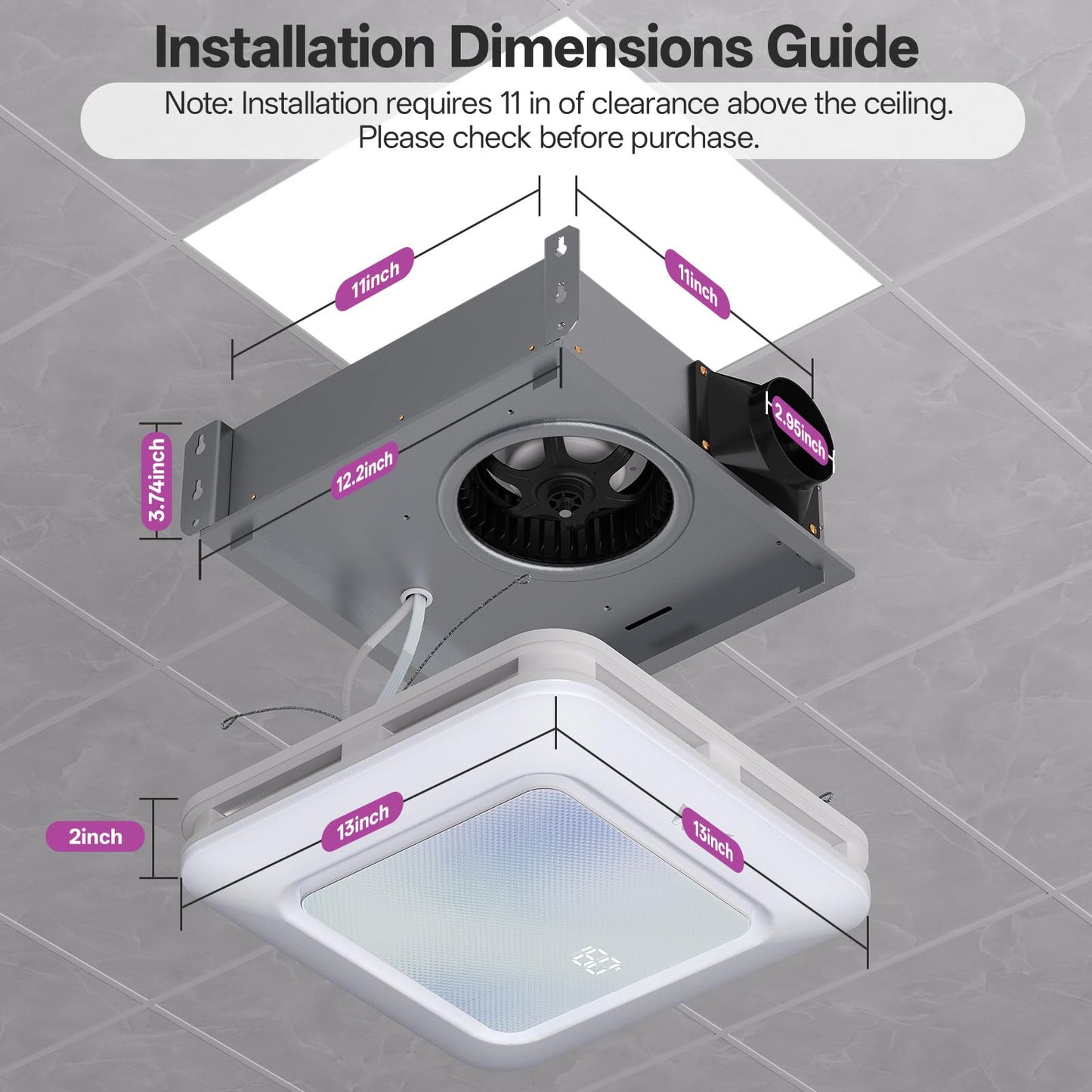 VallisCo Bathroom Exhaust Fan with Light, Odor & Humidity Sensors, 230 CFM Quiet Bathroom Ceiling Fan with Remote, Timer, 3 Dynamic RGB Lights, 2700K–6500K Dimmable, Wall/Ceiling Mount (Ocean Mist)