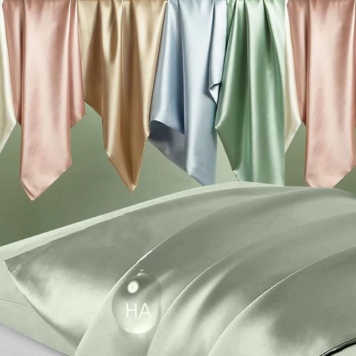 Mulberry Silk Pillowcases by Skiennix - Smooth Anti-Acne Standard Set of 2 | Sage Green with Zipper