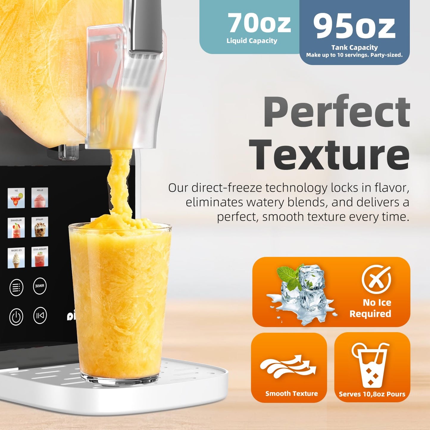 Max 95oz Slushie Machine with 6 Smart Presets, No Ice Needed Frozen Drink Maker for Home, Quick 30-Min Freeze for Slush, Margaritas, Smoothies, Ice Cream & More, Large Capacity Party Slushy Maker