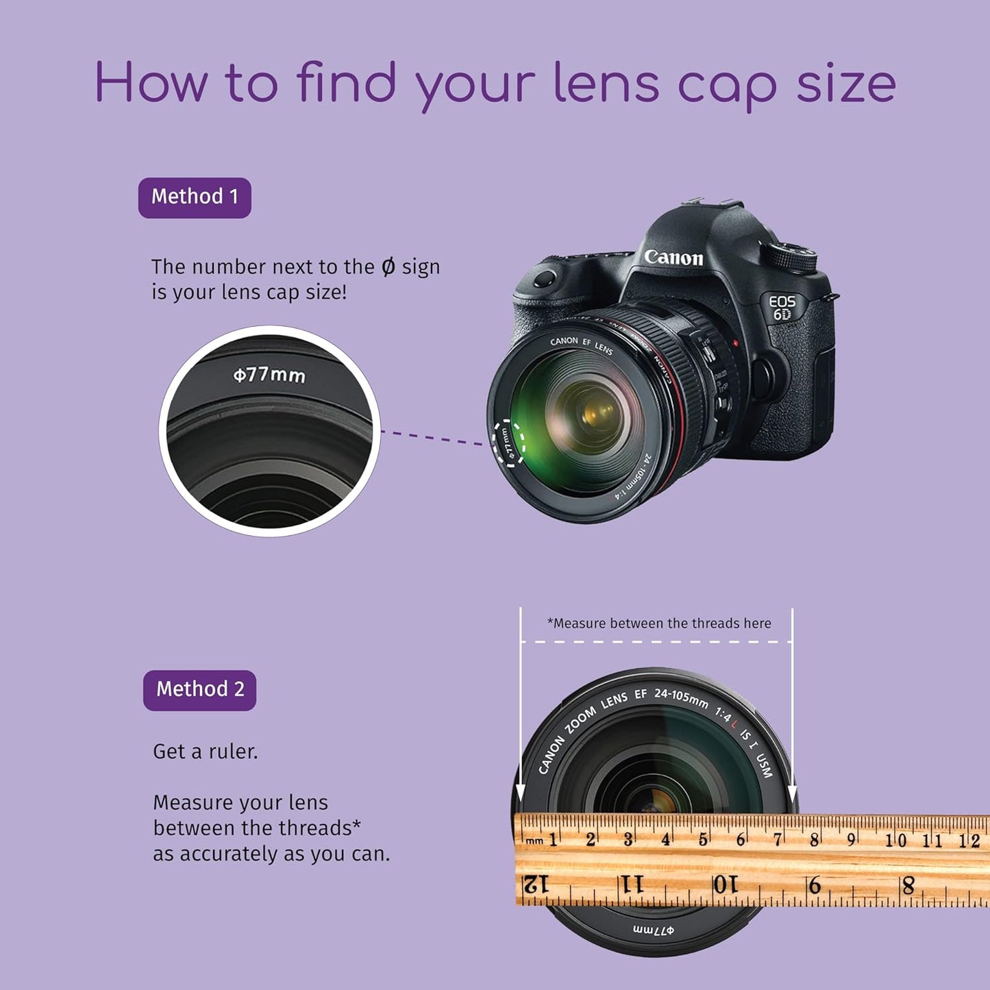 CamDesign 58MM Snap-On Front Lens Cap Cover Compatible with Canon, Nikon, Sony, Pentax All DSLR Lenses Black