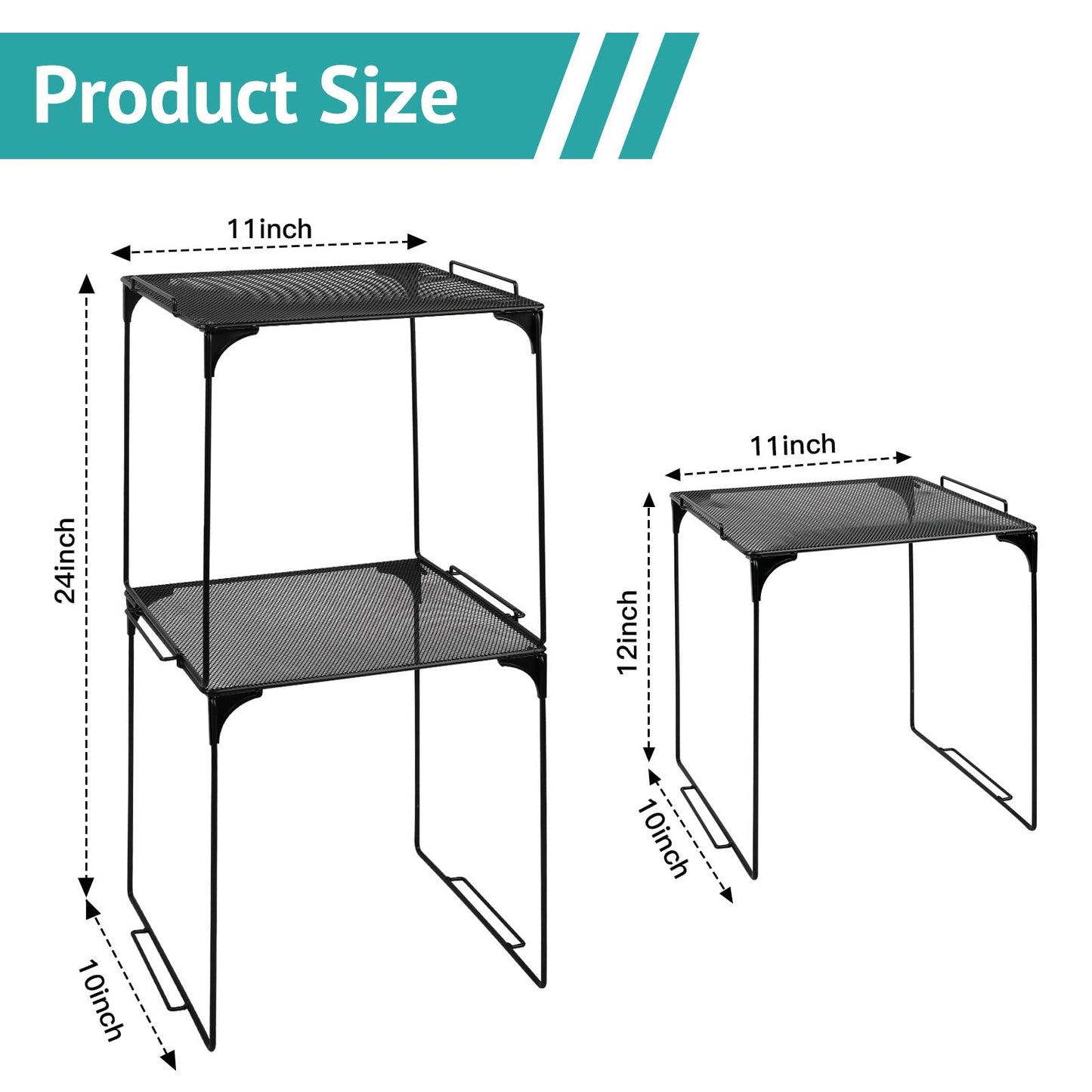 AUECOOME Locker Organizer Shelf Stackable Extra Locker Shelf for School Locker Organizer Storage Cabinet Accessories Suitable for School, Office, and Home use (1, Black)