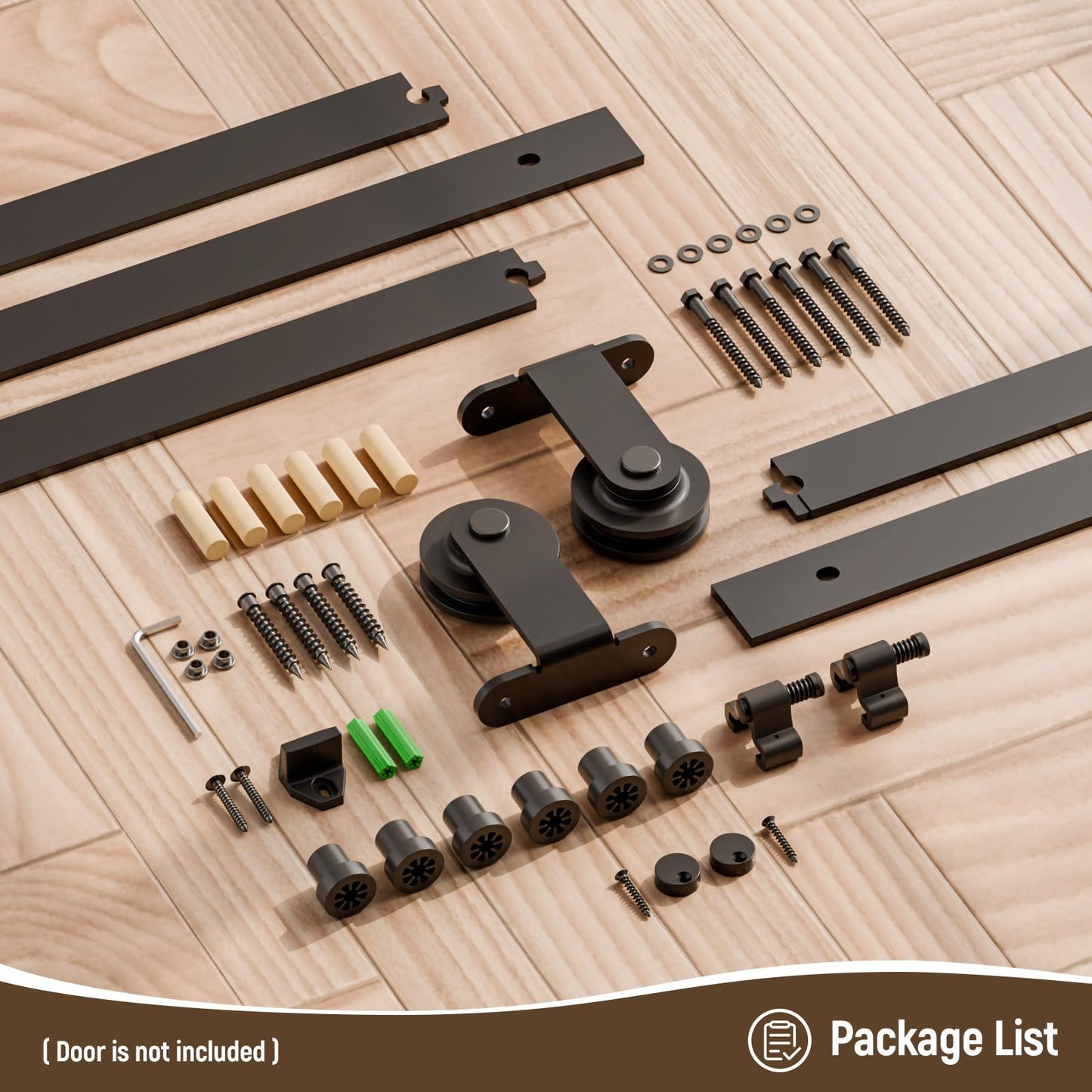 CCJH 5FT Sliding Barn Door Hardware Kit, Heavy Duty, Smoothly and Silently, Easy to Install, Fit 30" Width Single Door Panel, T-Shaped Style Black