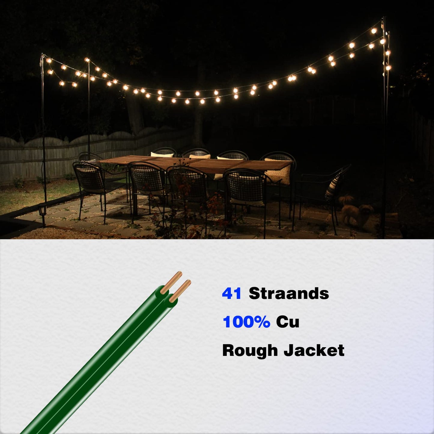 Aniai SPT-1 18/2 Low Voltage Landscape Lighting Copper Wire - 500 Feet Green 18 Gauge 2 Conductor - Outdoor Direct Burial