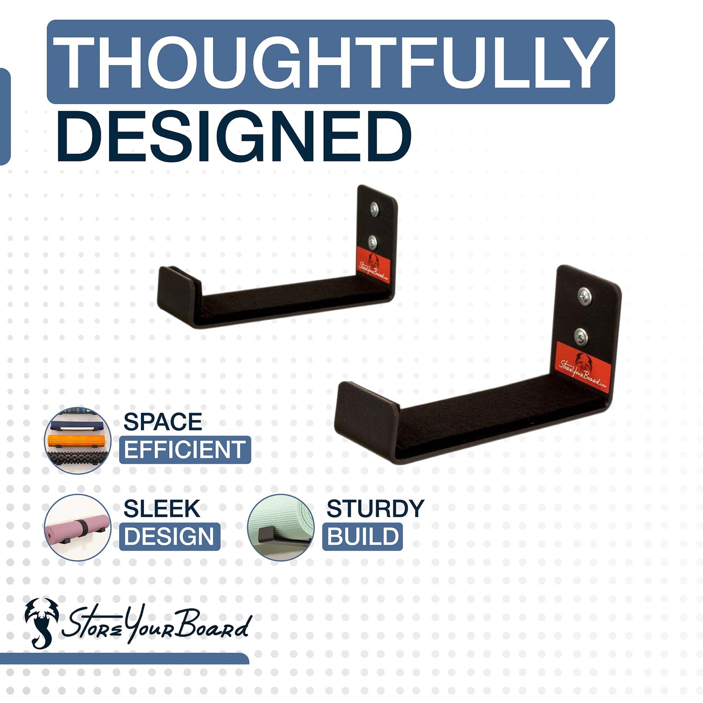 StoreYourBoard Yoga Mat Storage Rack, Large, Foam Roller Wall Hooks, Exercise Mat Holder, Fitness Gear Organizer (Large)