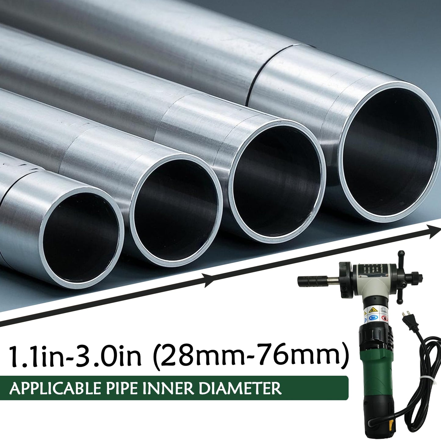 Maisutseb Electric Inner Swelling Pipe Beveling Machine 220V 1200W Stainless Steel Handheld Chamfering Machine for Dia 1.1"-3.0" Pipe Cutting Bevel Welded Connections