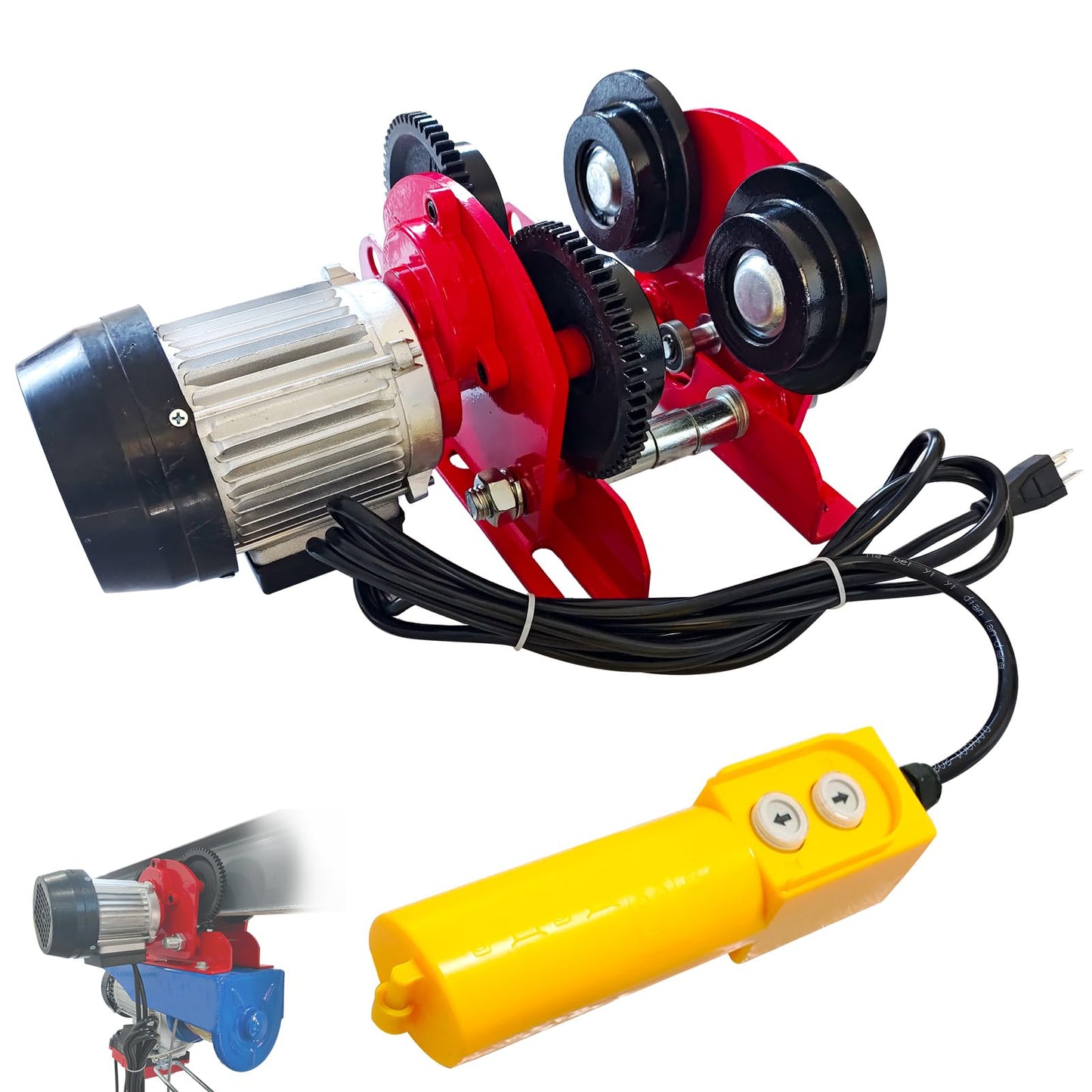 Dremvoist Electric Trolley for Power Hoist,1 Ton 2204 LBS Capacity,Fit 2.68"-4.33" in I-Beam,for PA200-PA1000 Hoists Push Geared Overhead Crane Heavy Duty Wheels System,for Warehouses,Gantry Cranes
