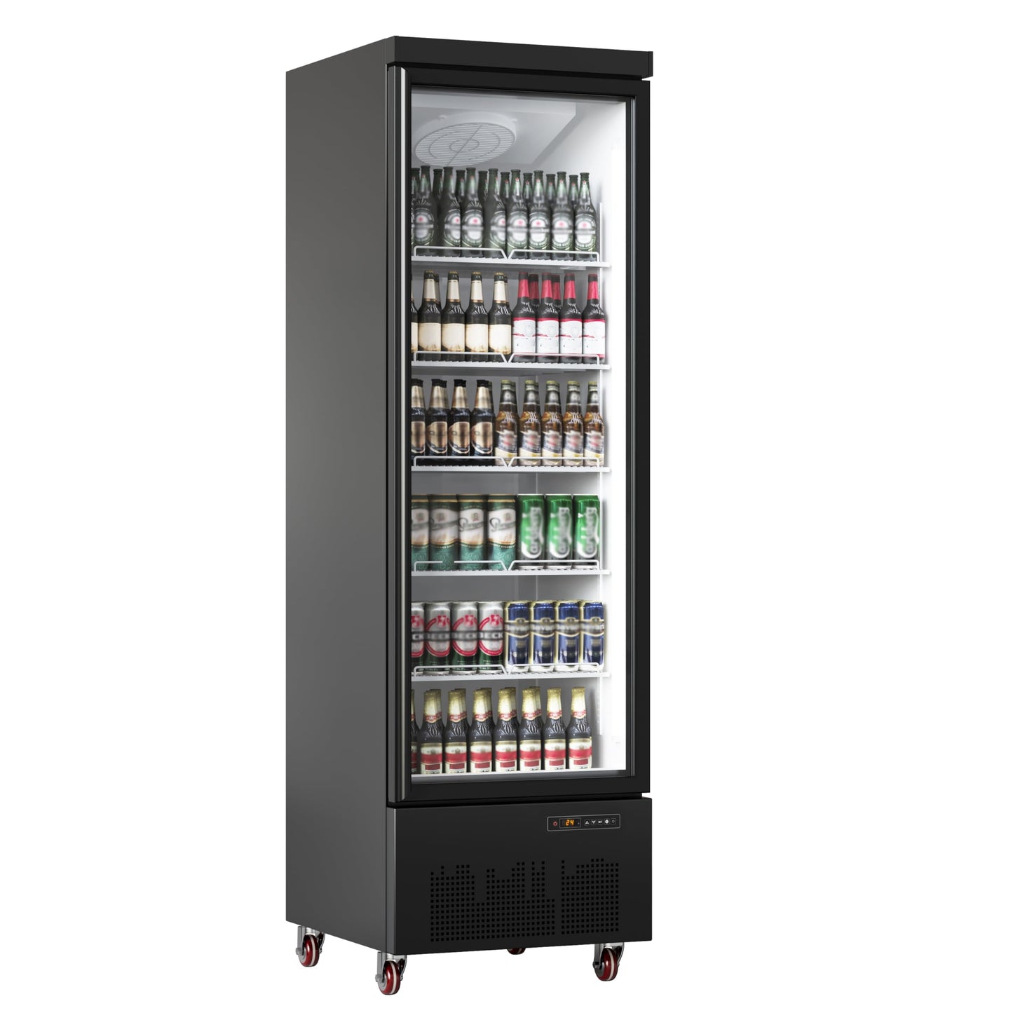 17.7 CF Commercial Refrigerator Display Refrigerator, Glass Door Upright Fridge, Cooler with Adjustable Shelves, Beverage Refrigerator for Shop, Restaurant, Store, Kitchen Appliances, Black