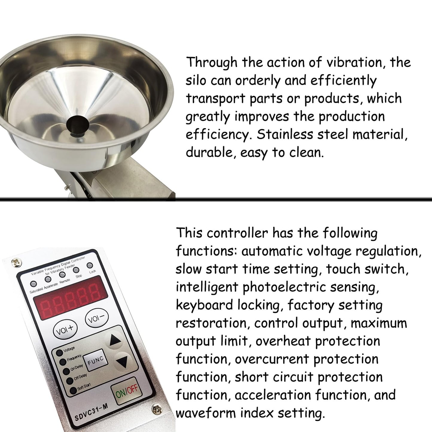 INTBUYING 110V Automatic Disc Vibrating Feeder Vibrating Disk Silo Feeding Device for Arrange Different Workpieces