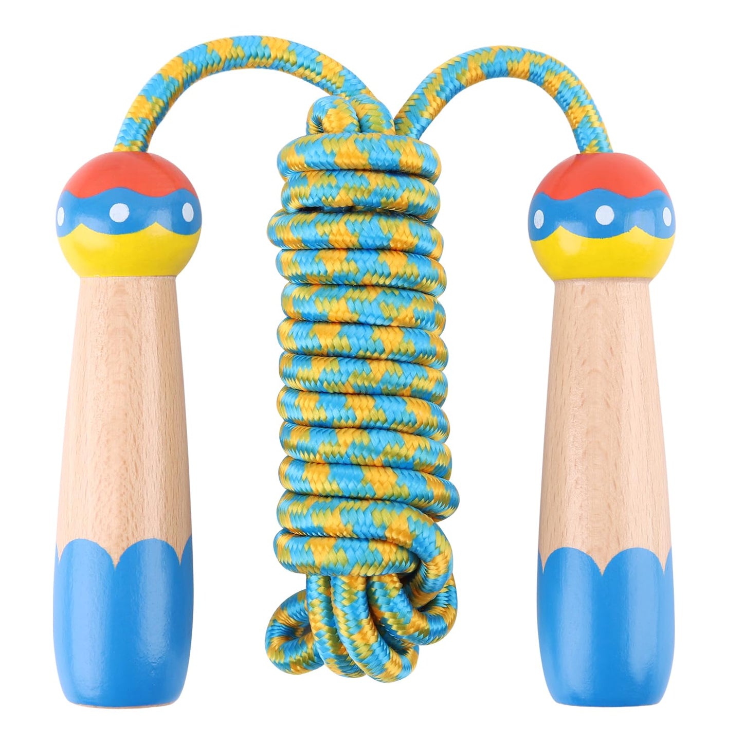 Lorvain Jump Rope for Kids, 9.2FT Adjustable Cotton Skipping Rope with Wooden Handle for Girls and Boys Fitness Workout Exercise Outdoor Activity