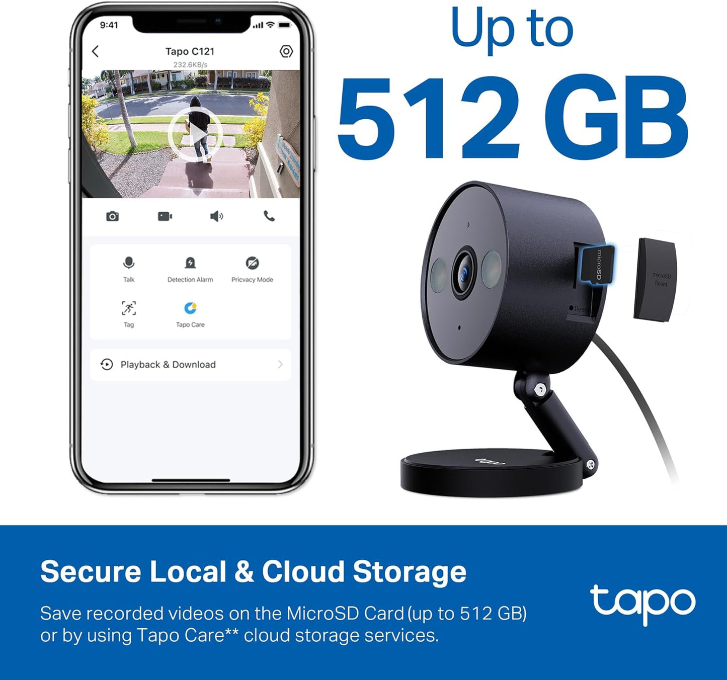 Tapo 2K+ IP66 C121 Indoor/Outdoor Wired Security Camera - Person/Pet/Vehicle Detection, Baby Monitoring, Color Night