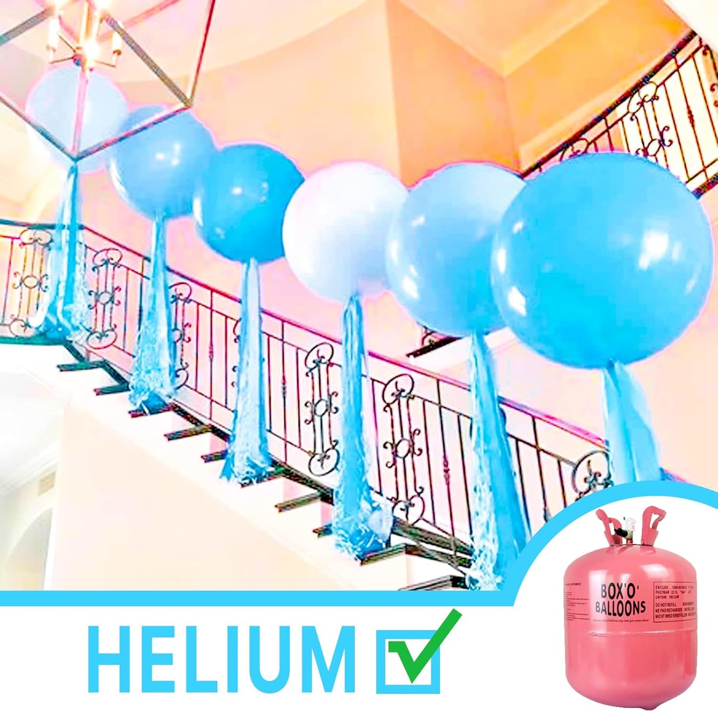 PartyWoo Light Blue Balloons - 36 Inch Pastel Latex Helium Balloons for Baby Showers & Celebrations
