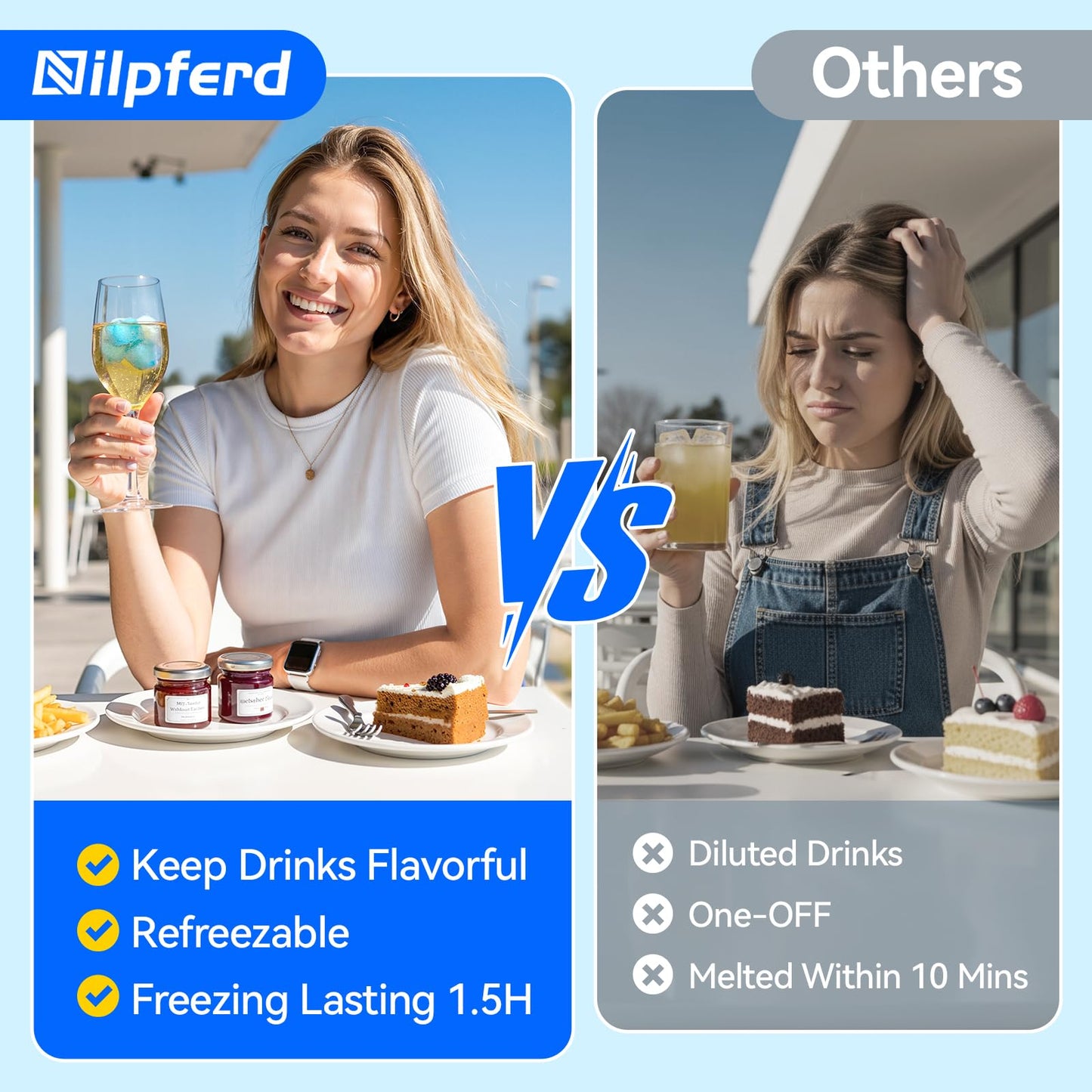 Nilpferd 360 Pack Reusable Ice Cubes for Drinks, BPA-Free Ice Packs for Lunch Boxes, Coolers, Refreezable Plastic Ice Cubes Without Diluting Drinks for Party Hosts & Outdoor Ice Baths Enthusiasts