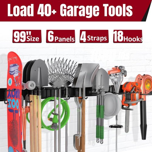 99 Garage Tool Organizer - Heavy Duty Wall Mount Storage Rack | 28 Pack Tool Hanger for Shovels & Rakes, 1000 lbs Capacity