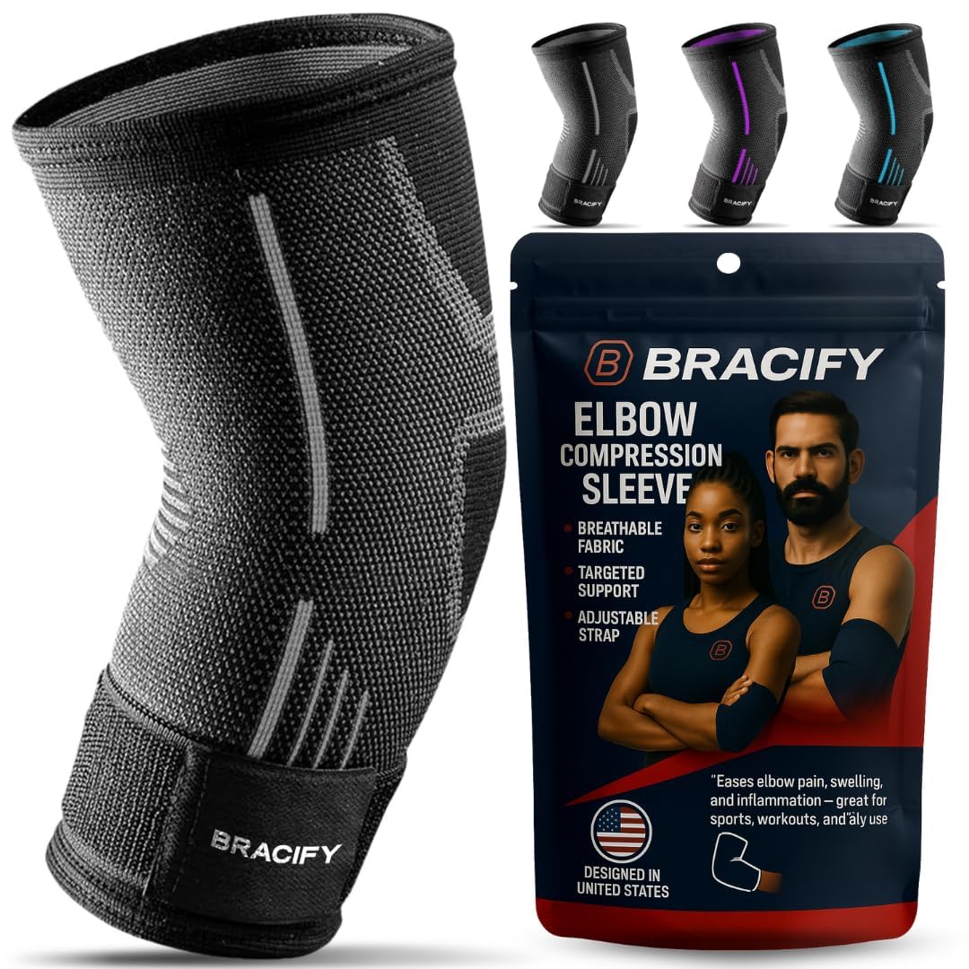 Elbow Brace for Tendonitis and Tennis Elbow for Women & Men, Arm Compression Sleeve for Arthritis, Workouts, Weightlifting, Reduce Joint Pain During Fitness Activity (Large)
